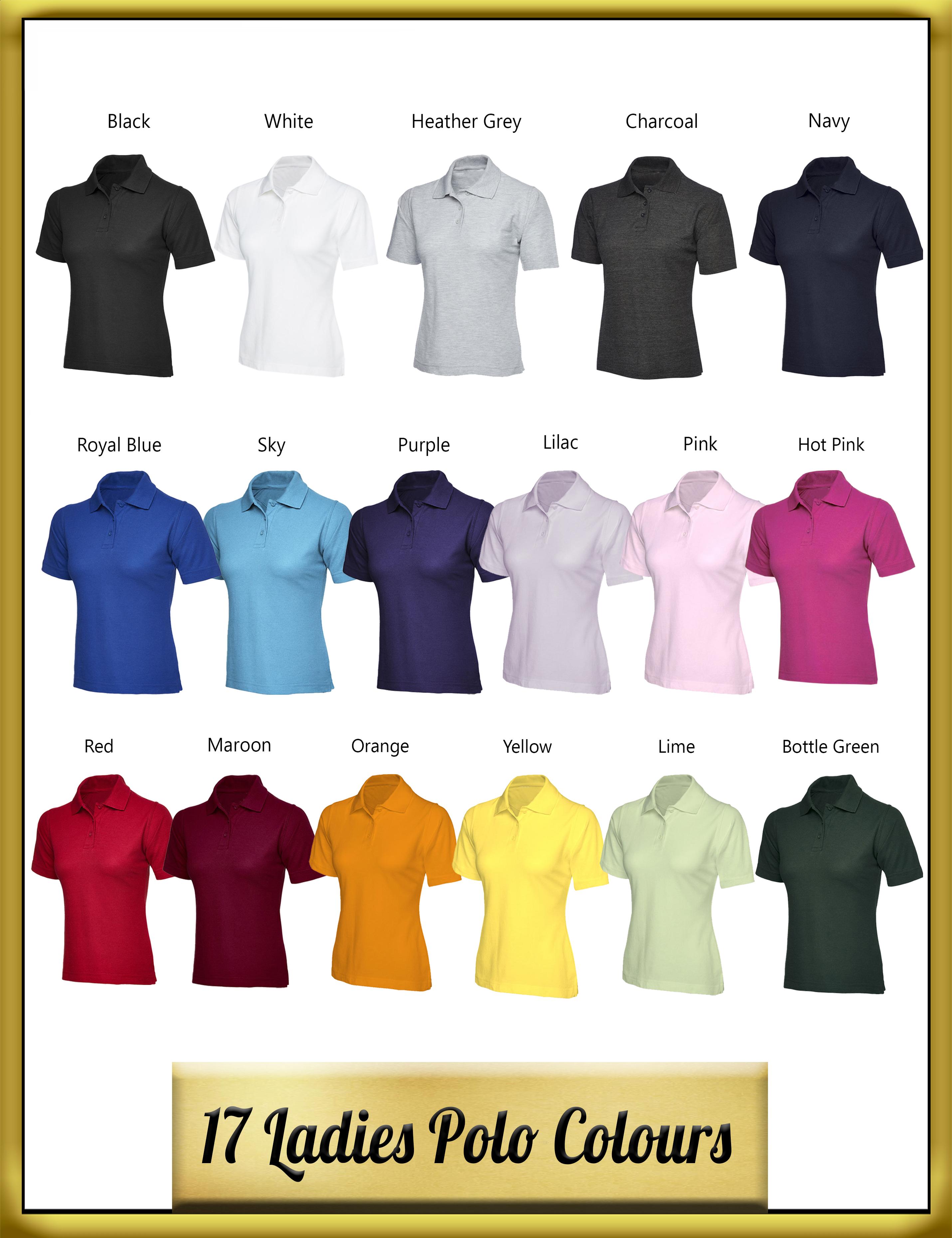 Personalised Printed women's polo shirt colours