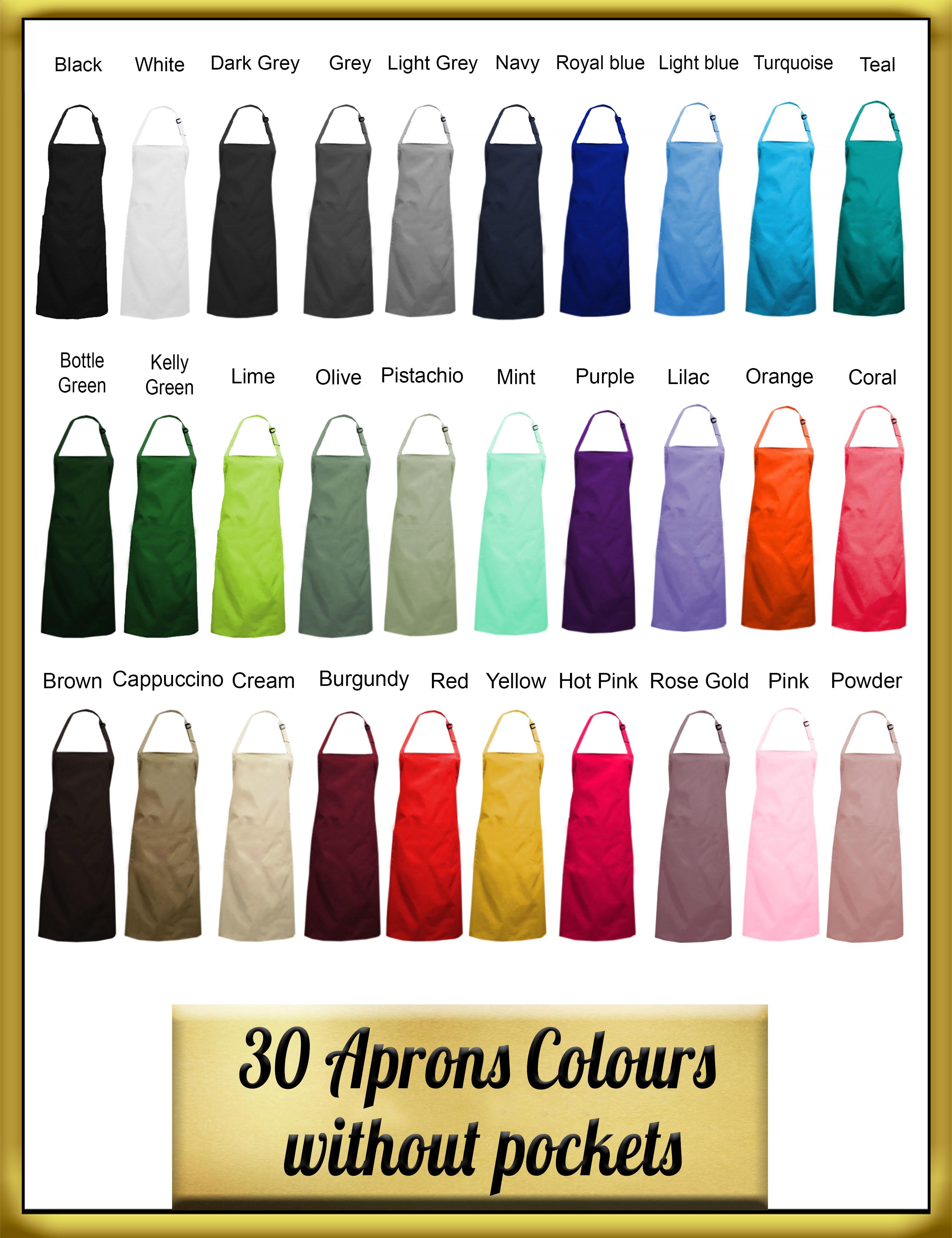 Glitter Printed Mid length bib apron colours