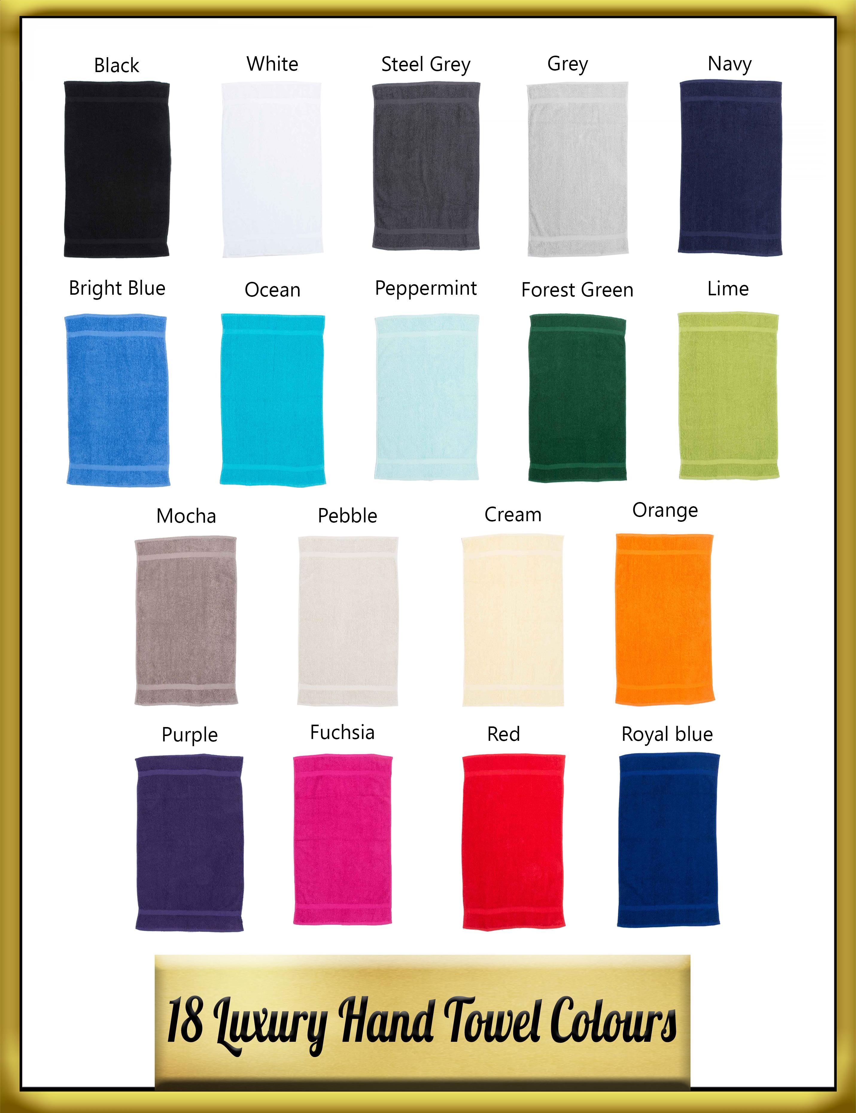 Personalised Embroidered hand towel colours
