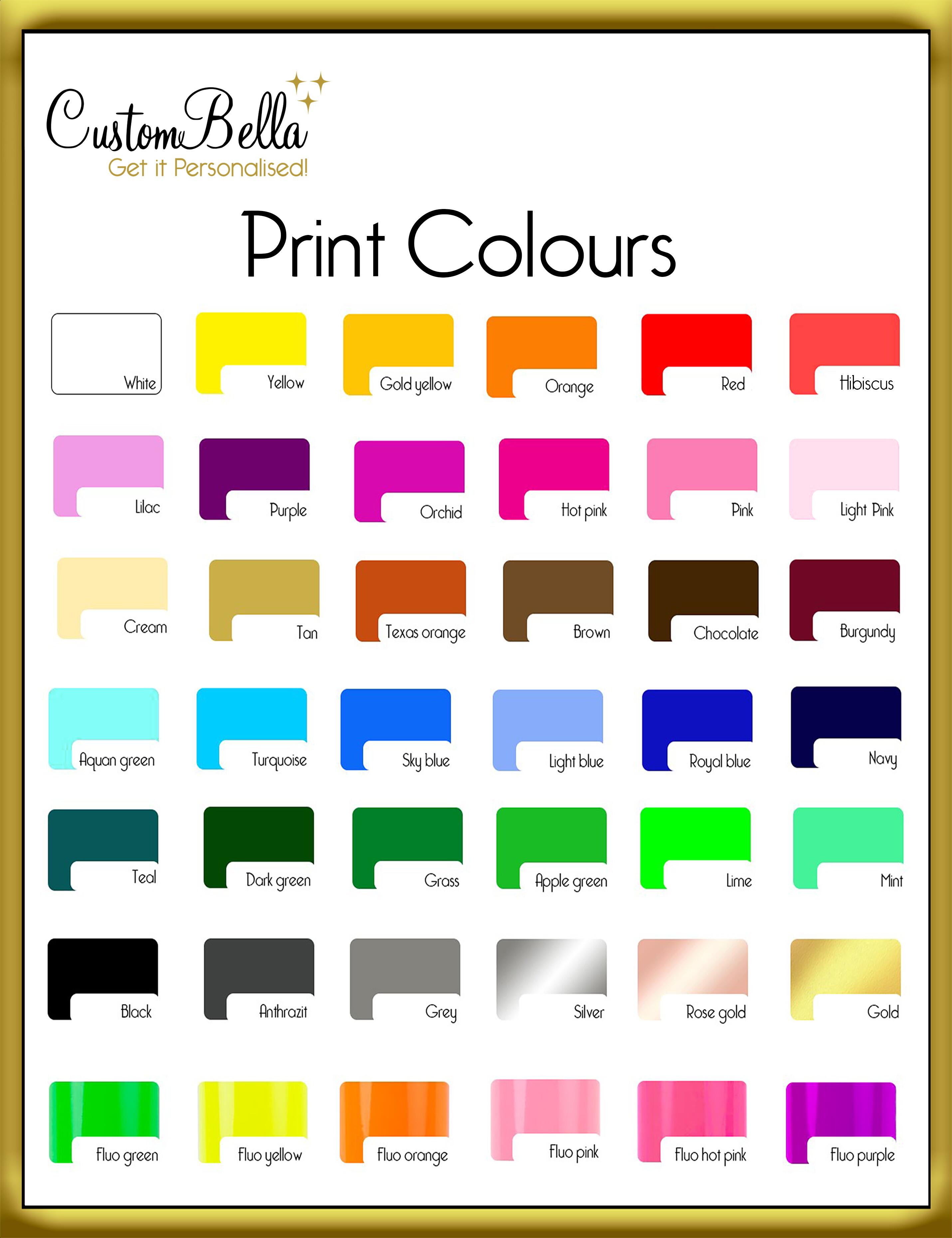 Custombella print colours to select to print
