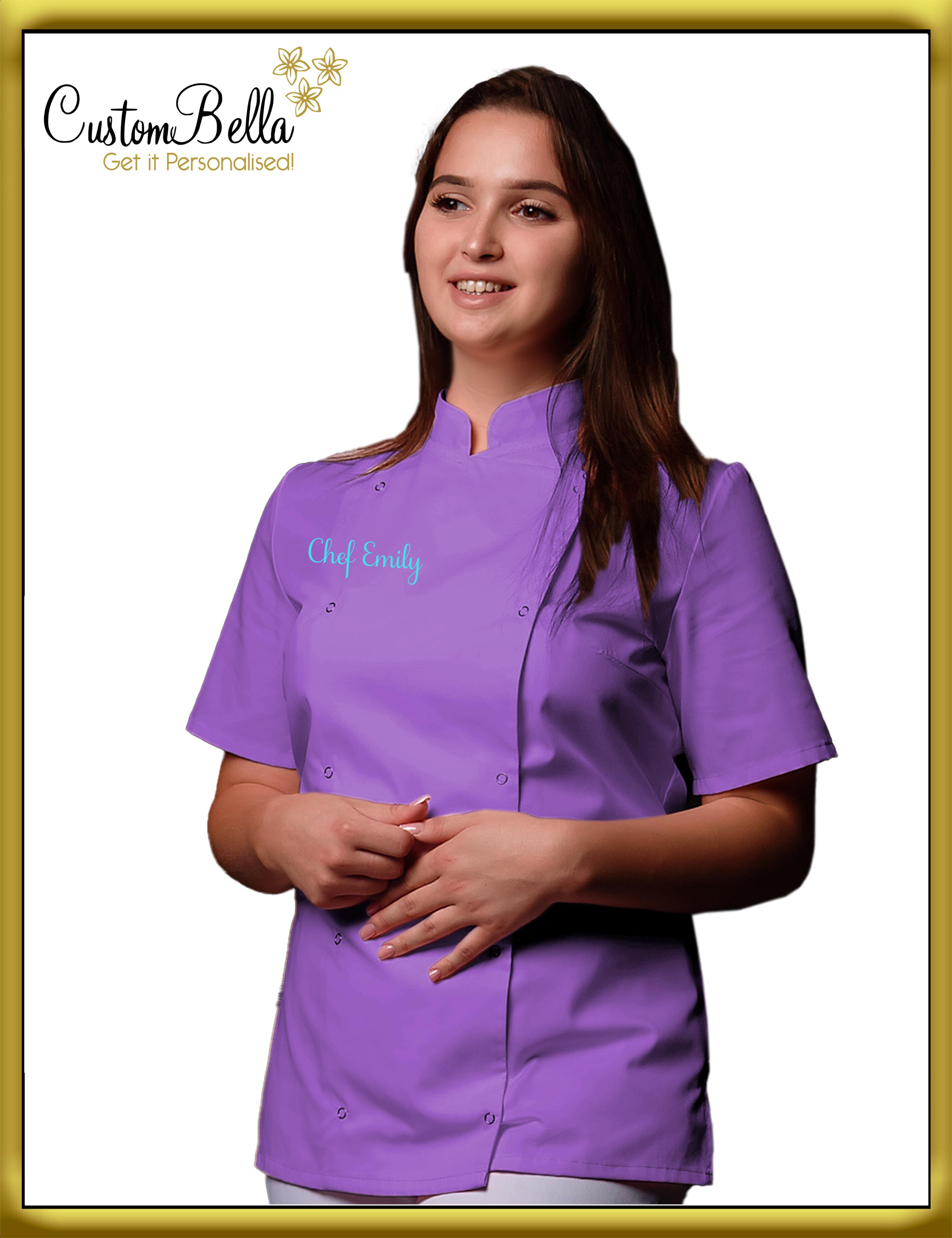 Women's short sleeve chef's Jacket lilac