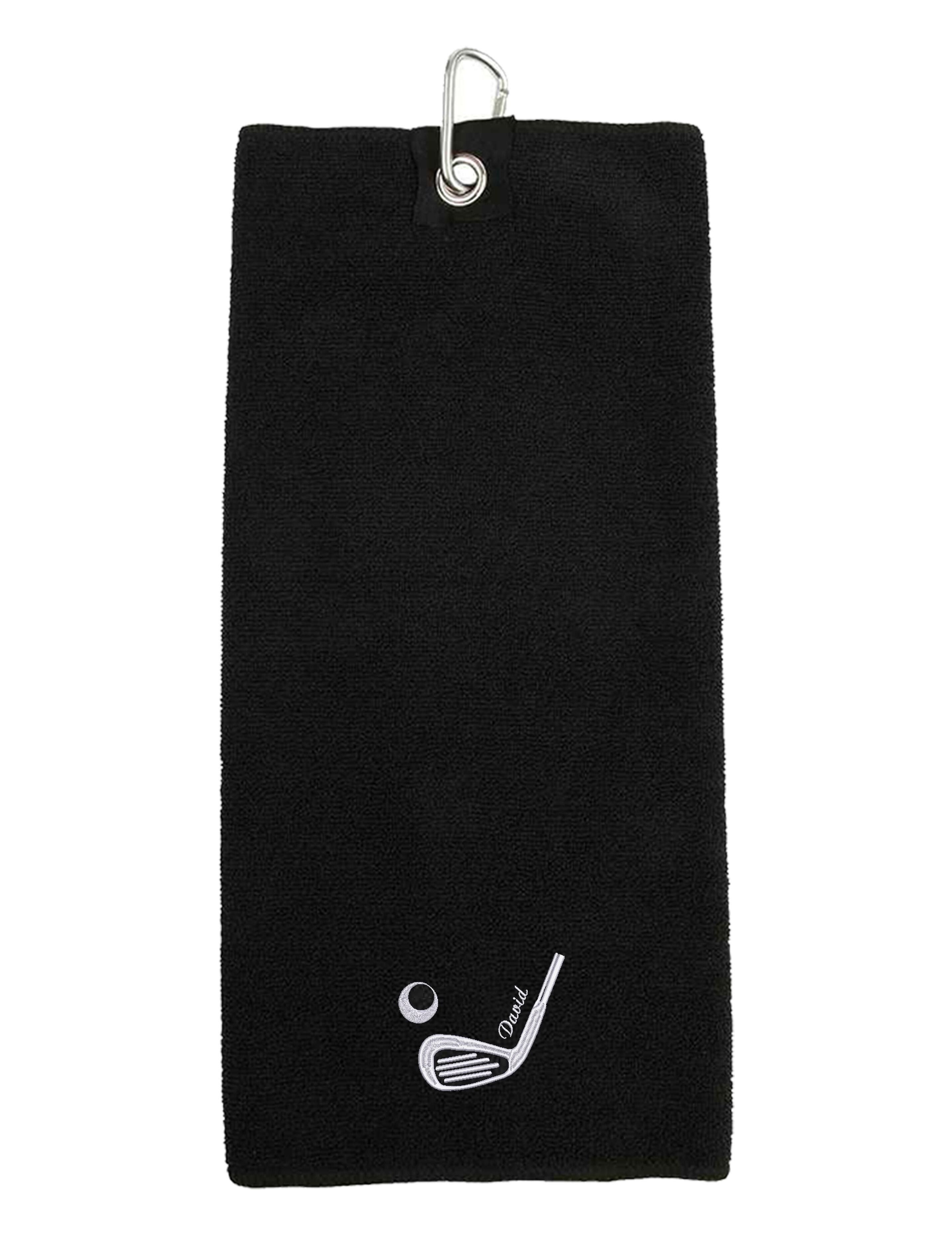 Golf Club Design Microfibre Golf Towel Black
