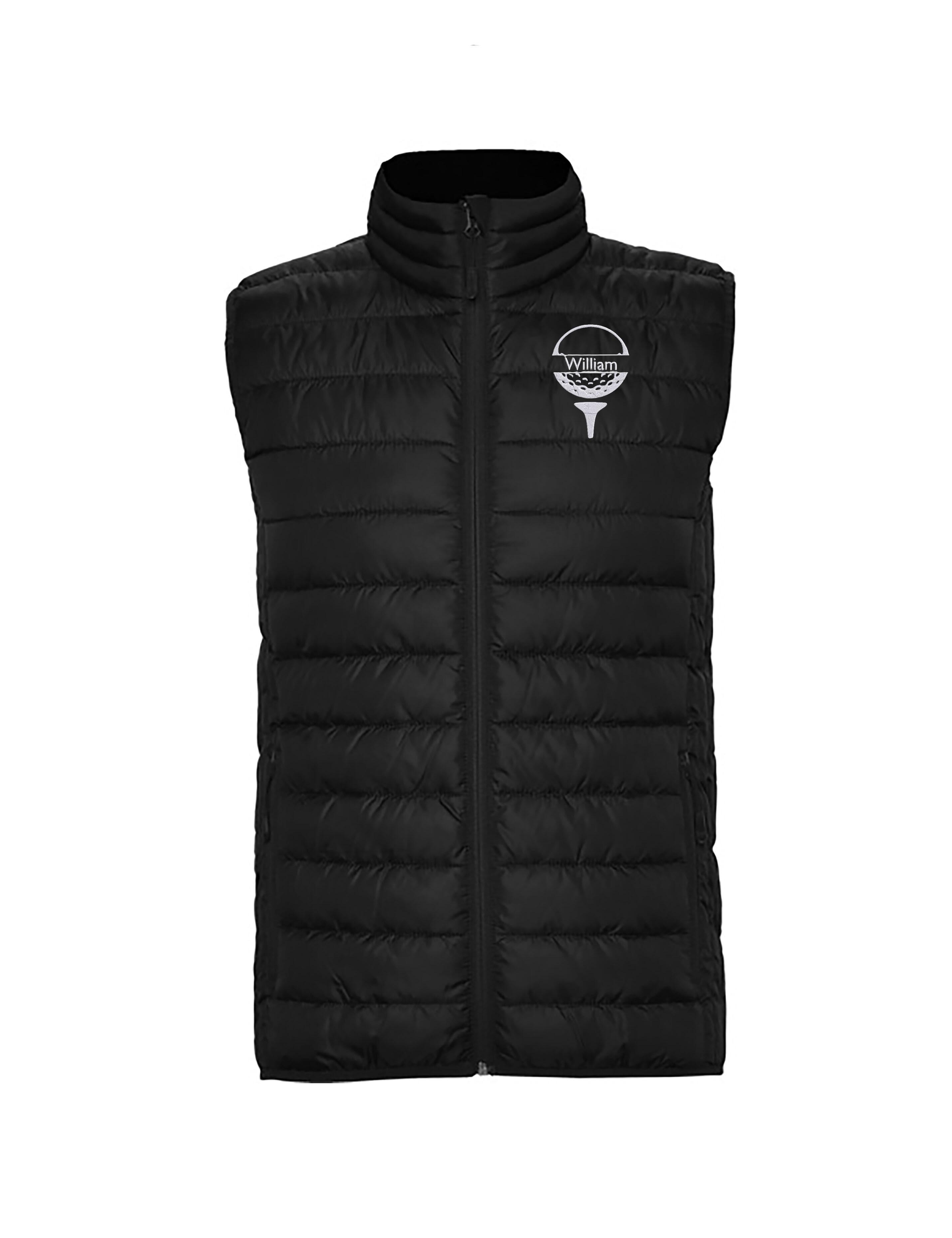 Golf Ball Design Embroidered Feather Golf Gilet Black