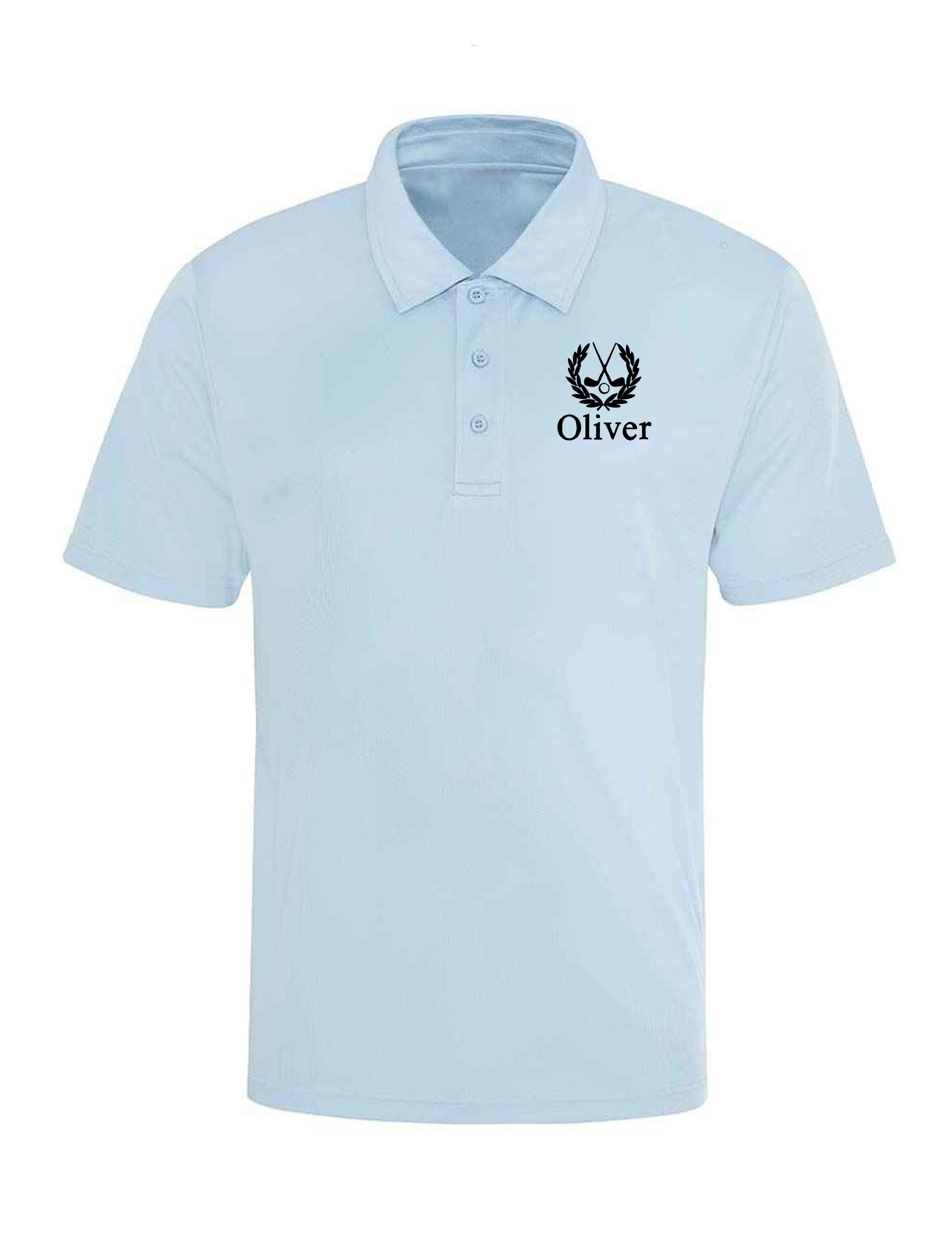 Embroidered Dri Fit Golf Polo Shirt Light Blue