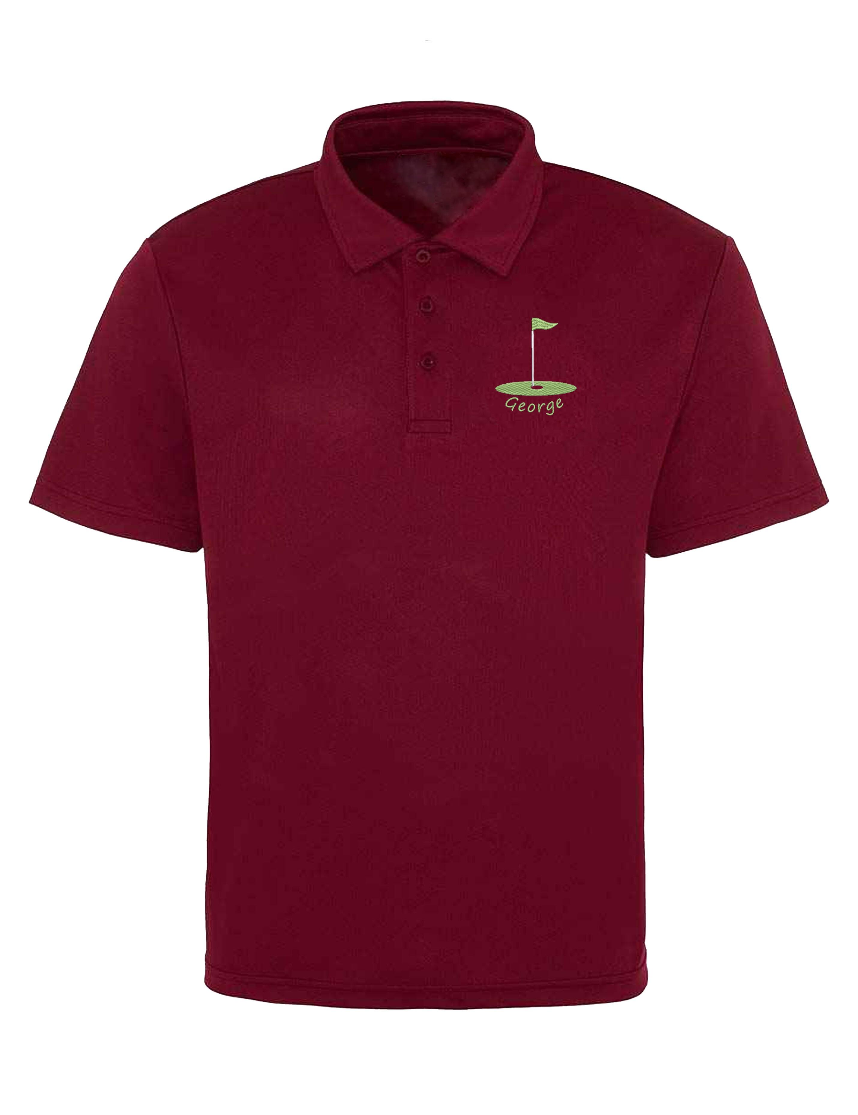 Golf Flag Design Dri-Fit Golf Polo Shirt Burgundy
