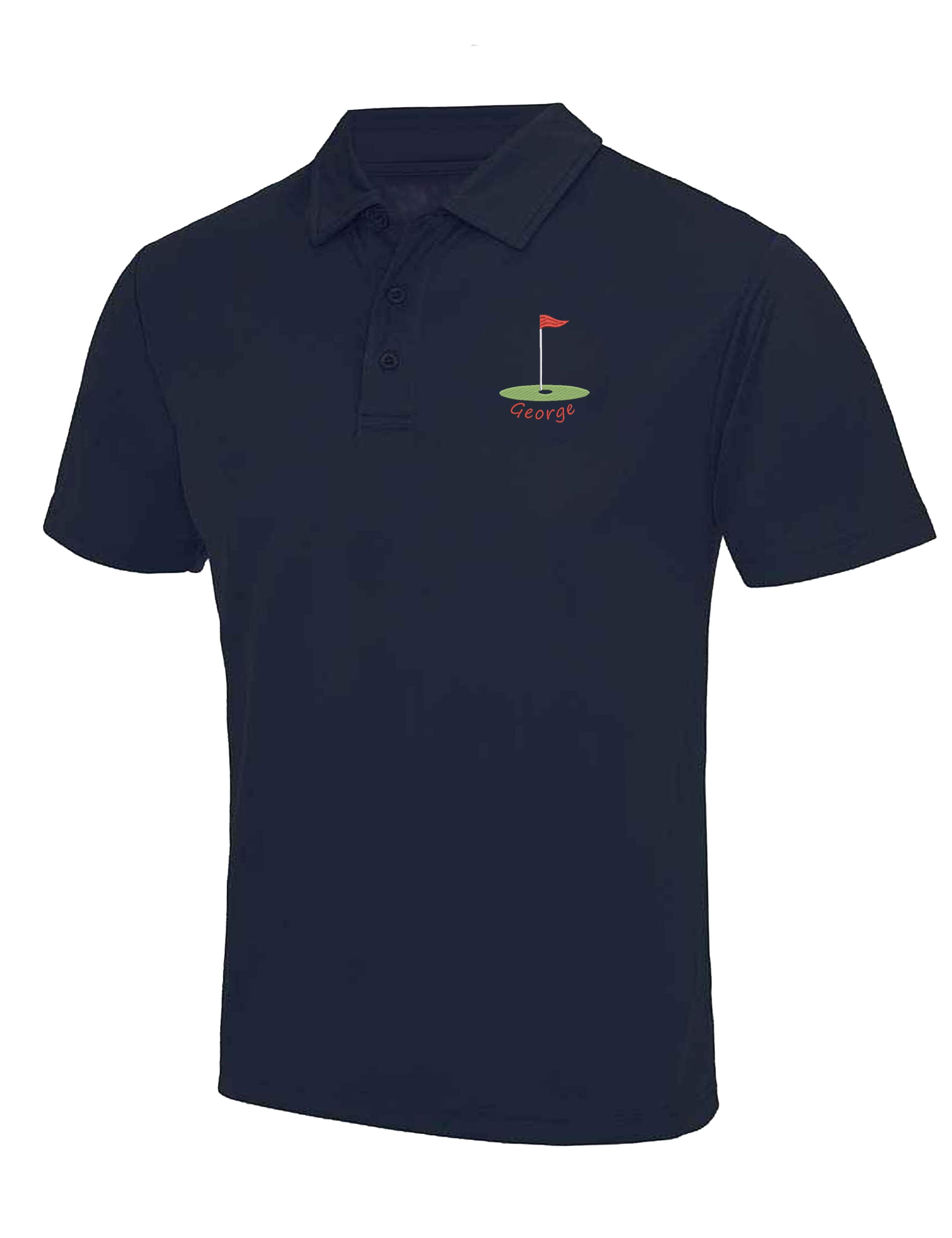 Golf Flag Design Dri-Fit Golf Polo Shirt Navy
