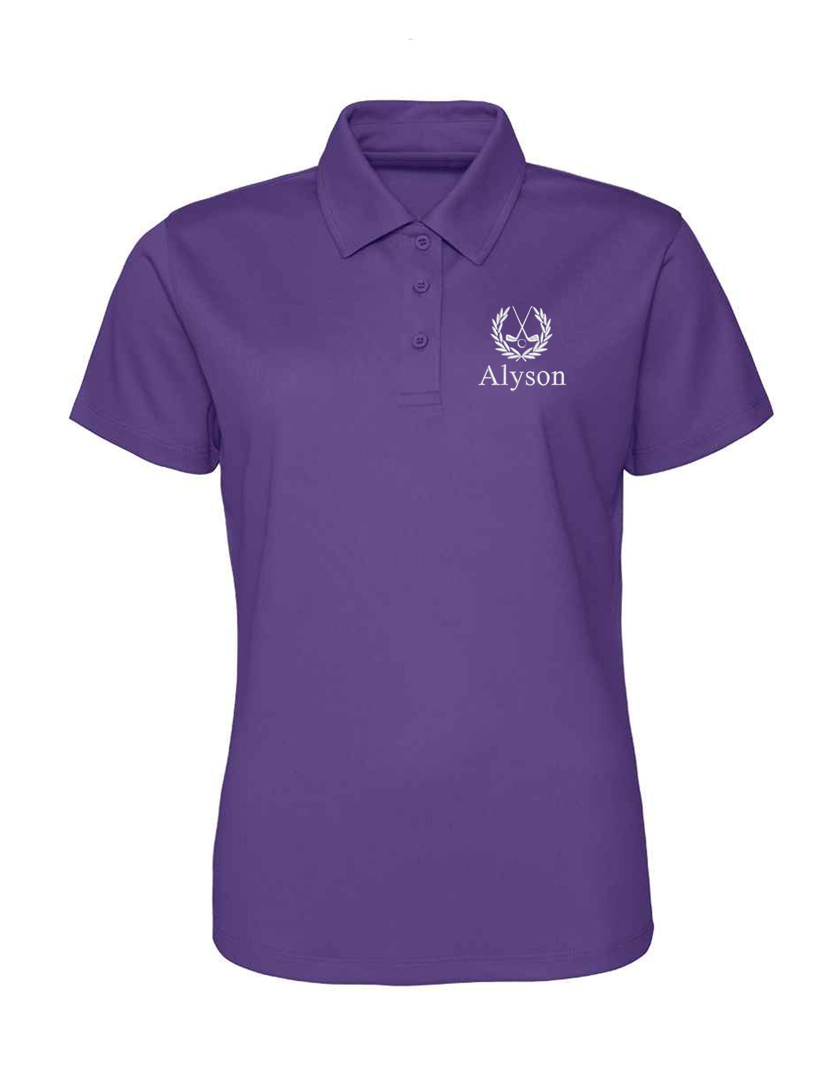 Embroidered Women's Dri-Fit Golf Polo Shirt Purple