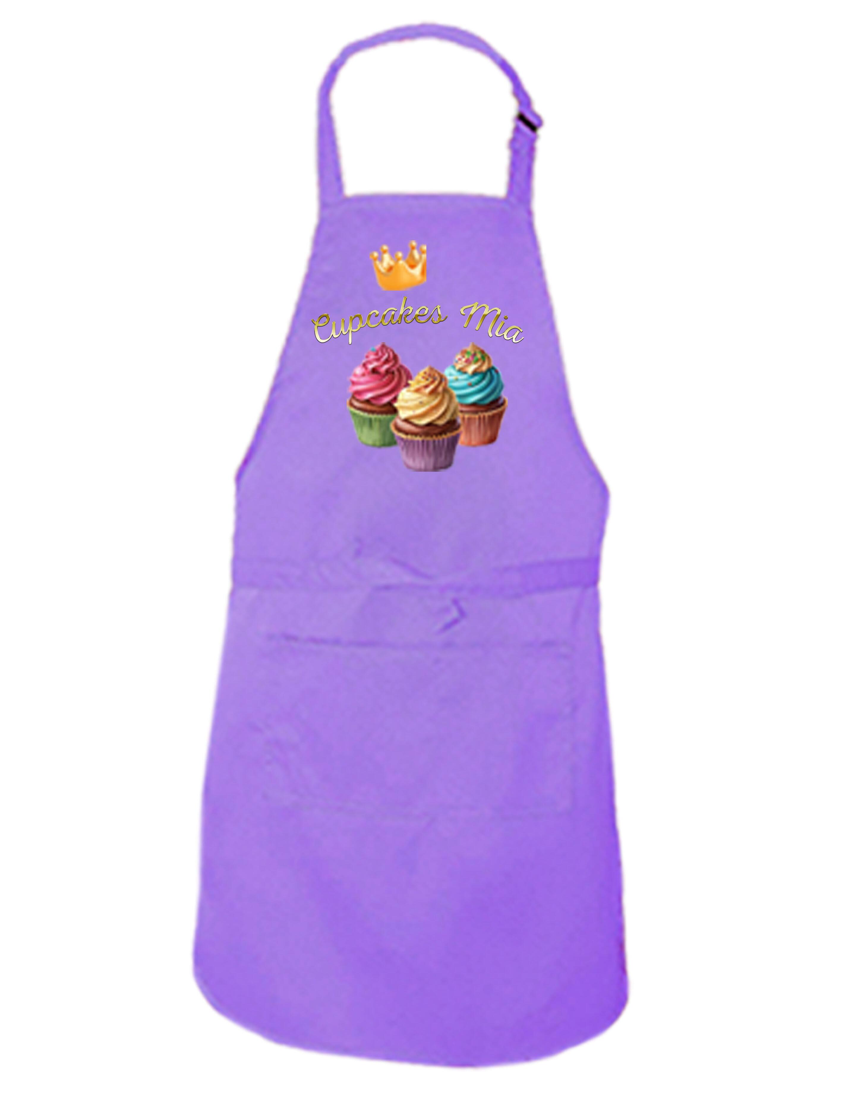 Personalised Cup Cake Kids Apron Lilac