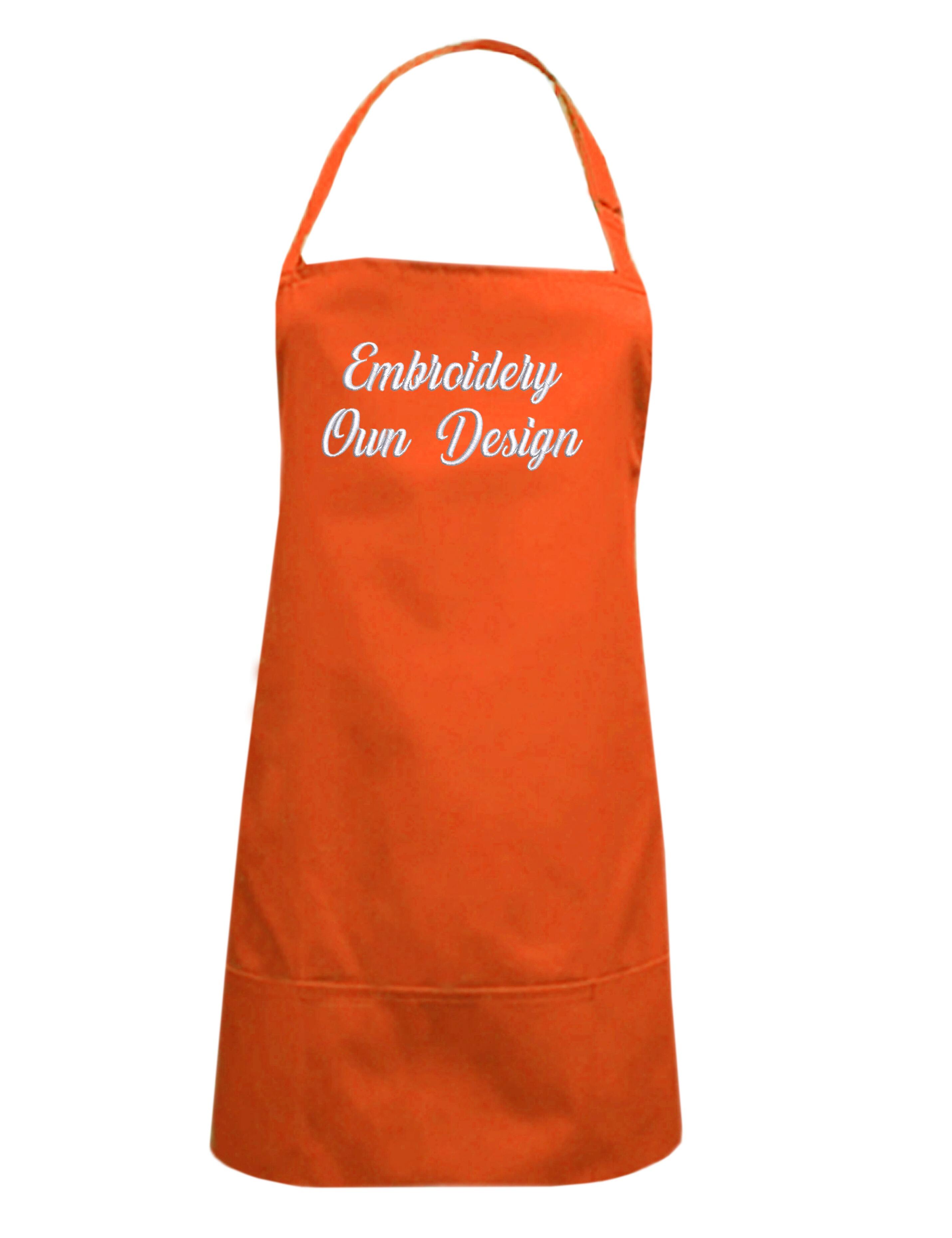 Personalised Short Bib Apron Orange with embroidery