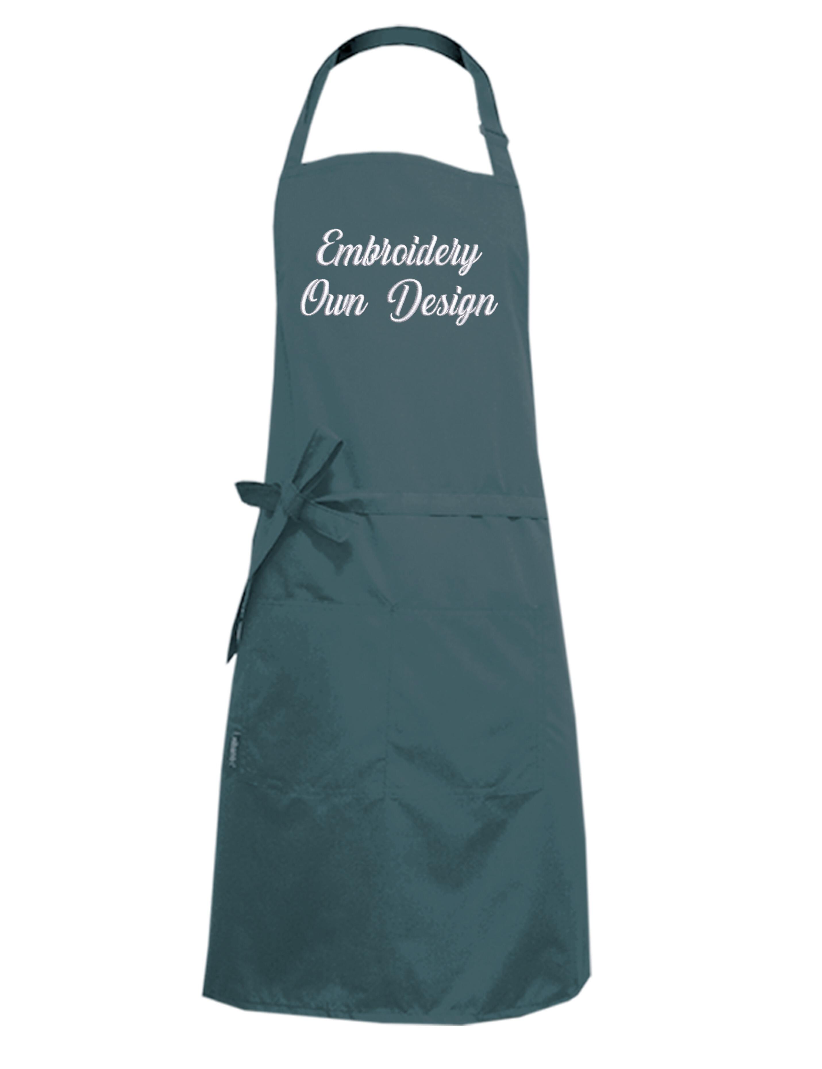 Personalised Waterproof Hairdressing Apron Steel Blue with embroidery