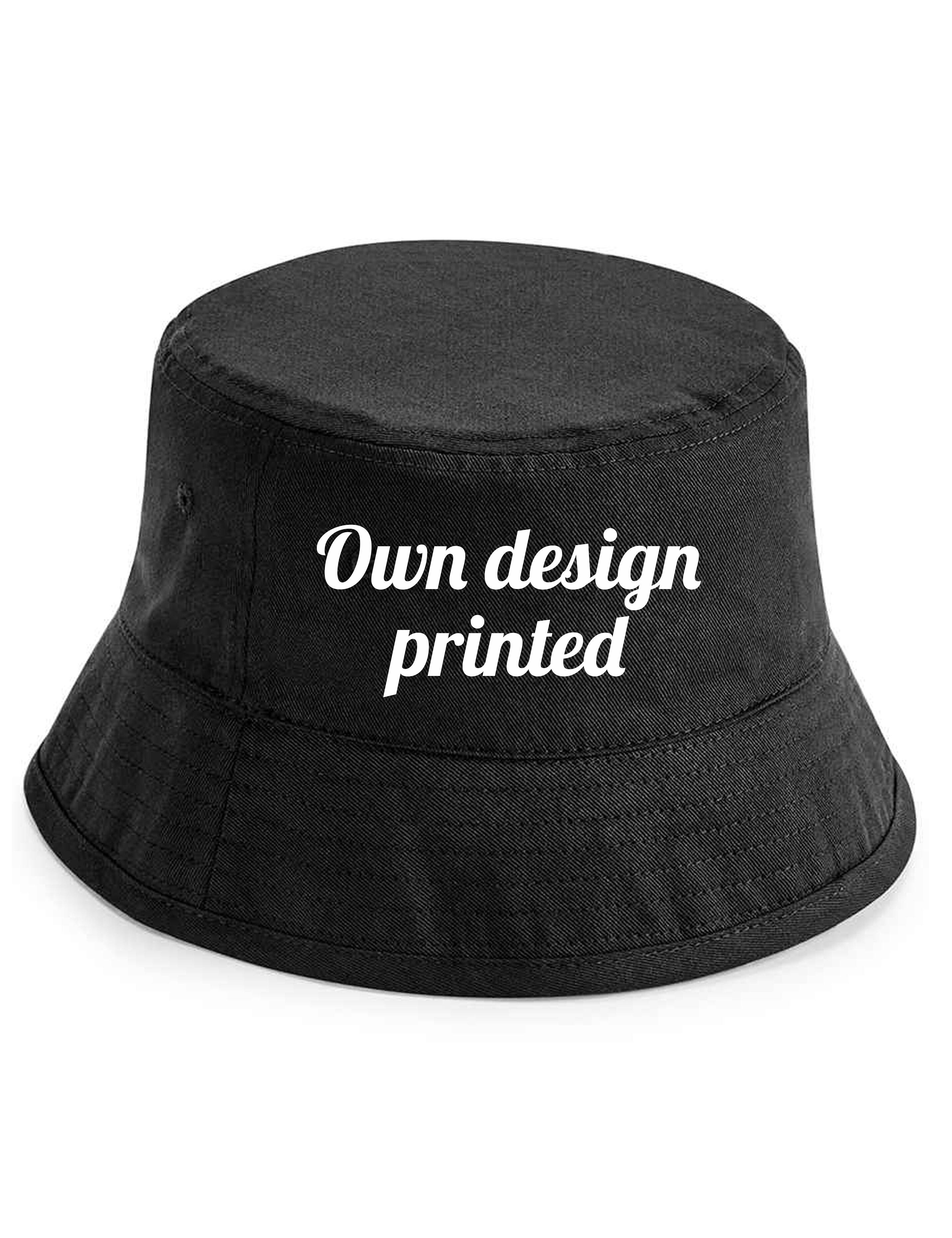 Personalised Organic cotton bucket hat black with print