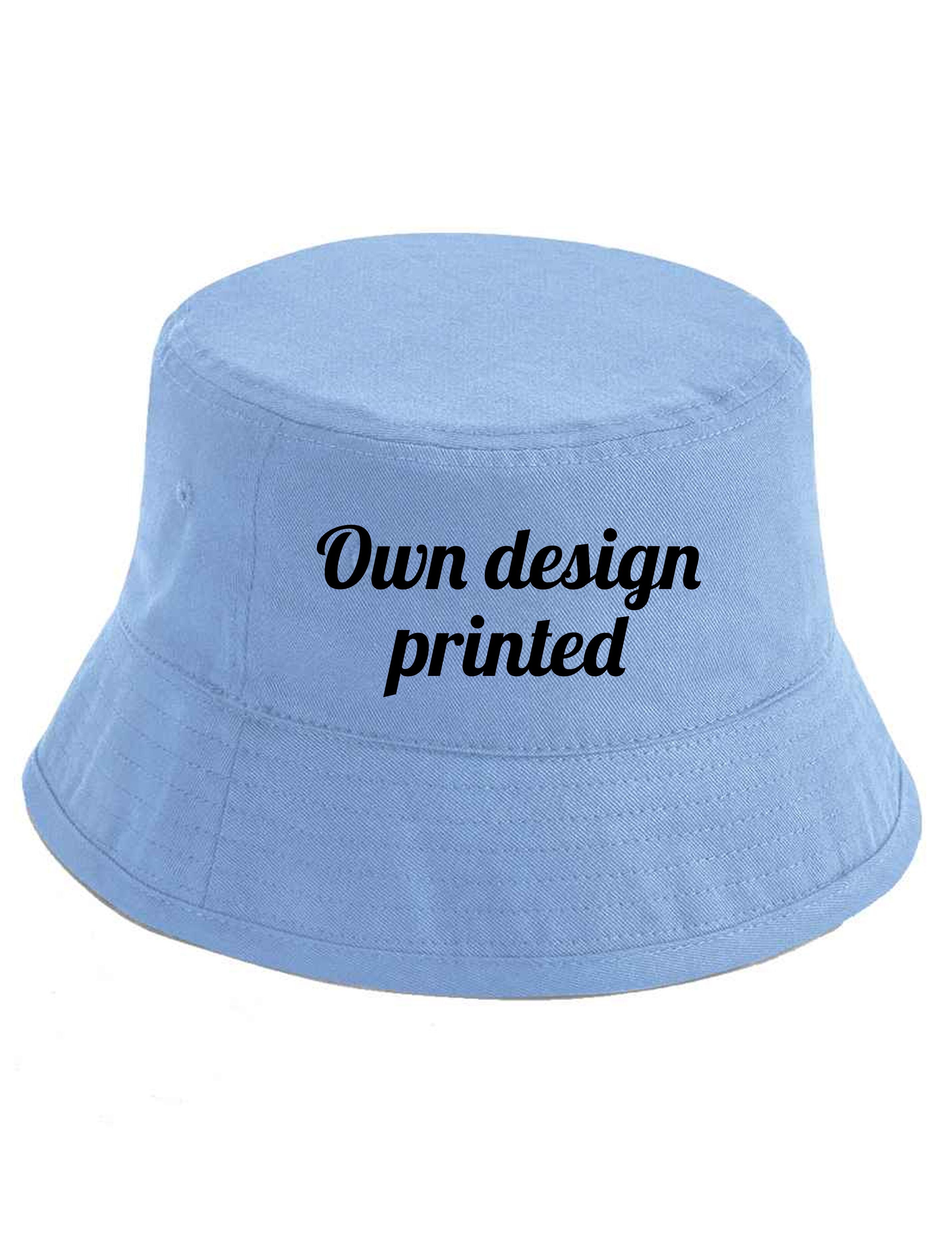 Personalised Organic cotton bucket hat light blue with print