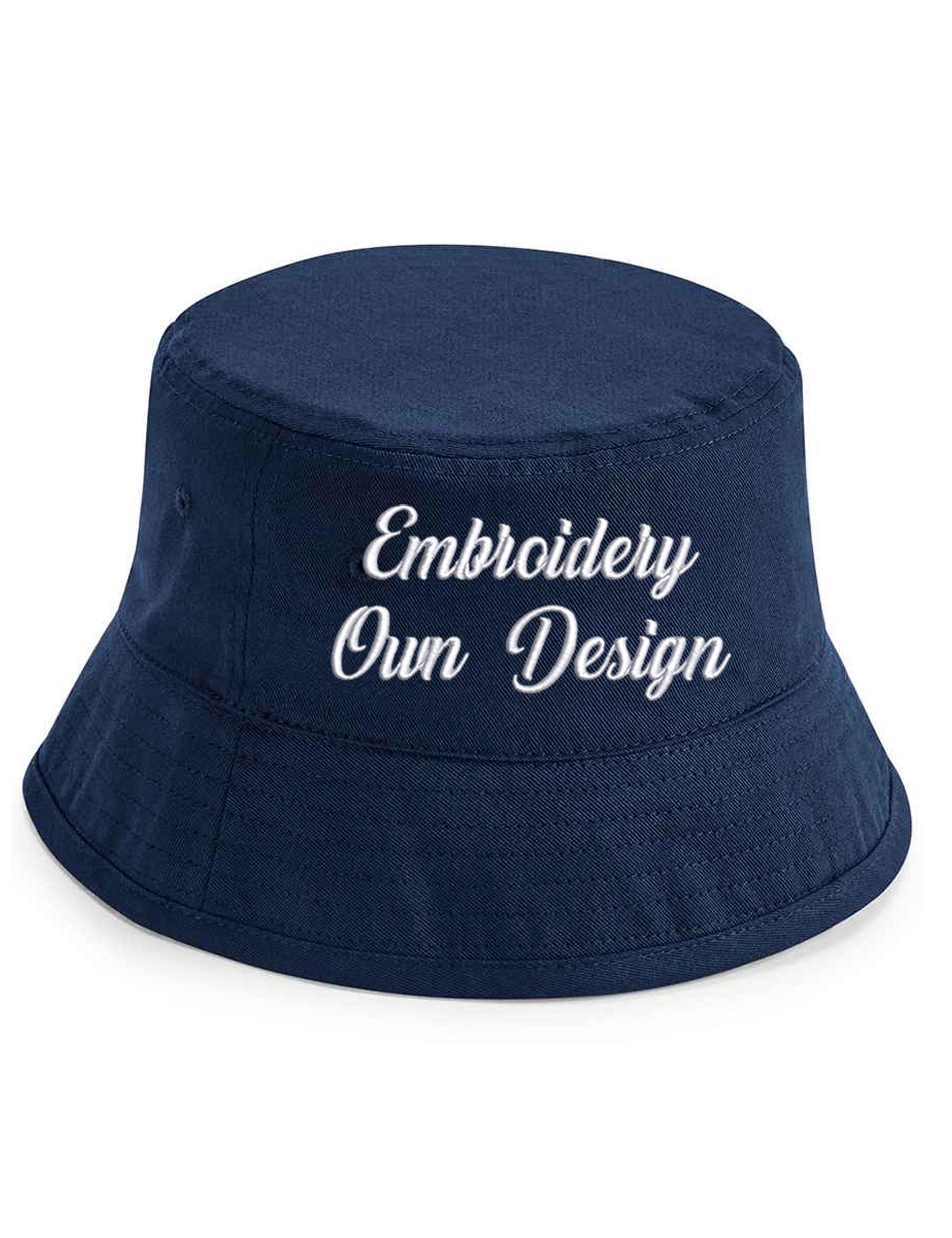 Personalised Organic cotton bucket hat navy with embroidery