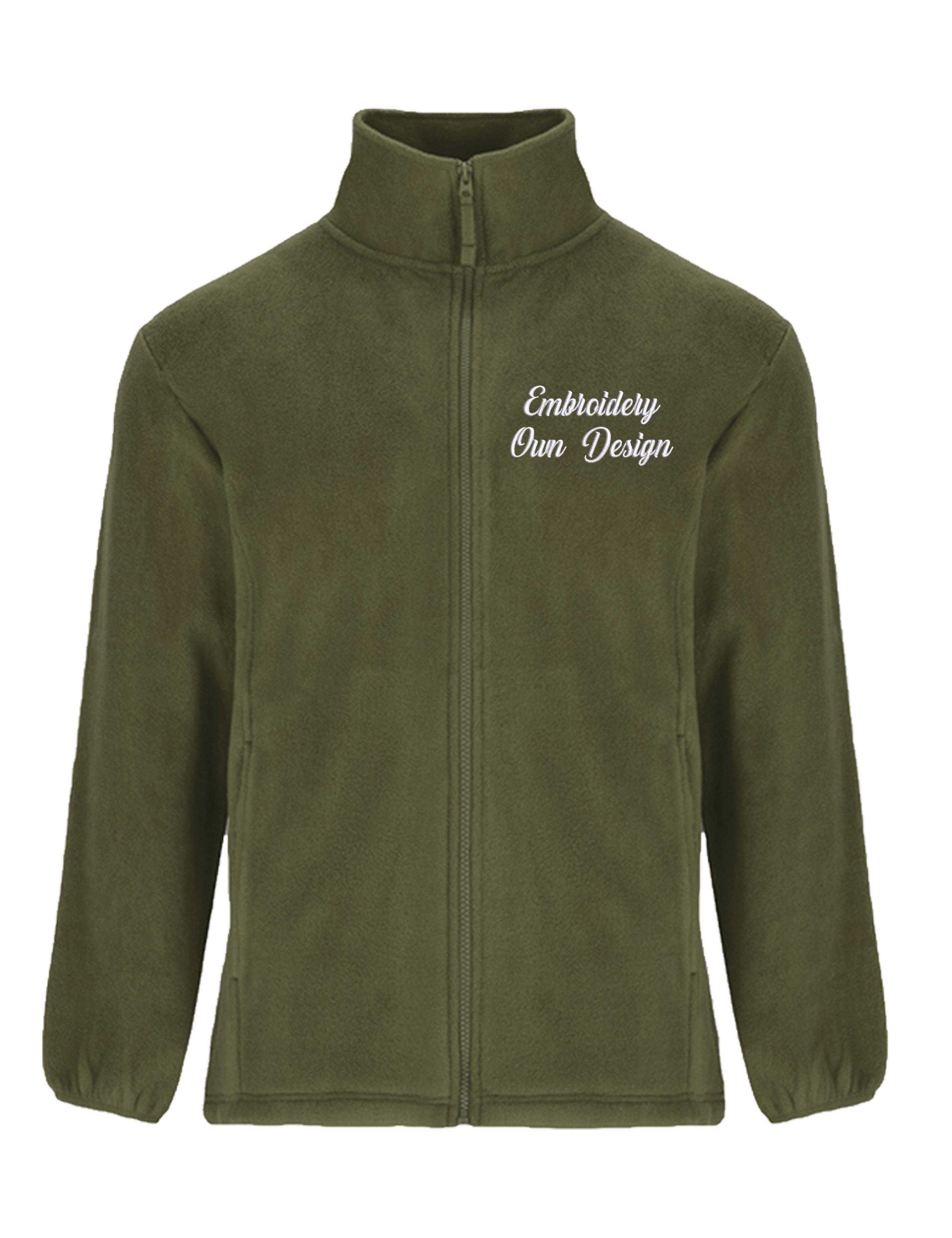 Personalised Fleece Jacket Olive with embroidery