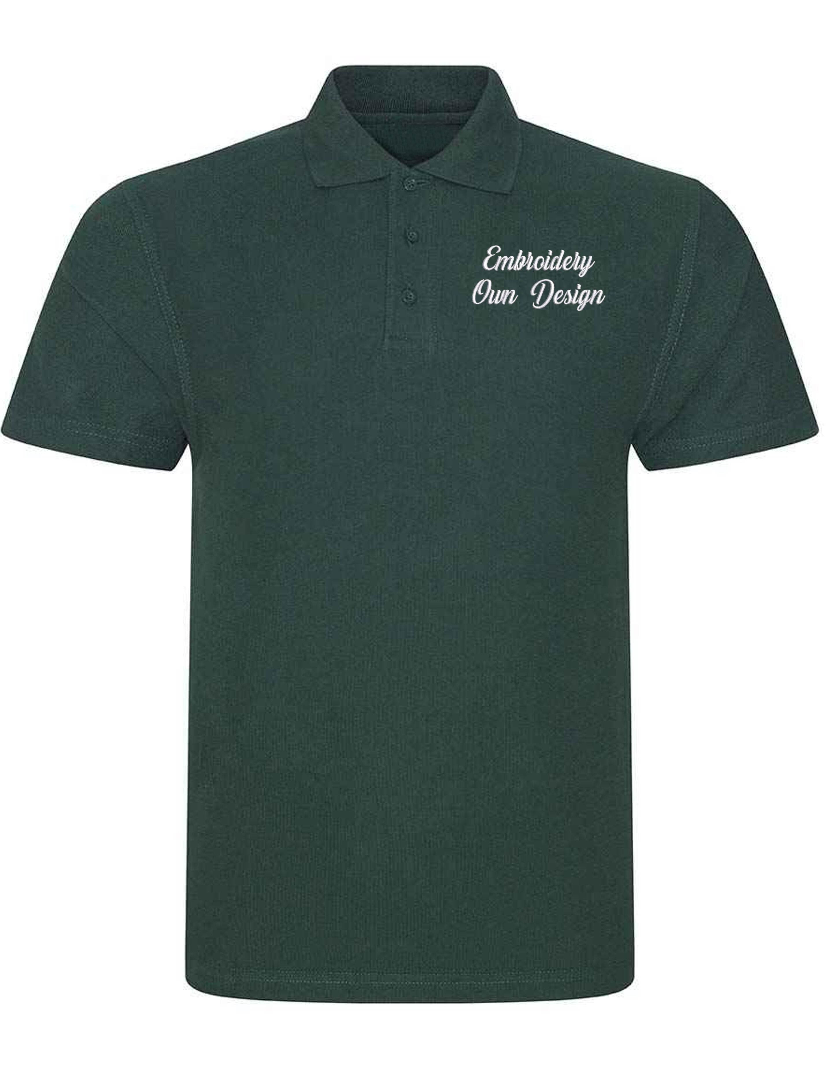 Personalised Short Sleeve Polo Shirt Bottle green with Embroidery