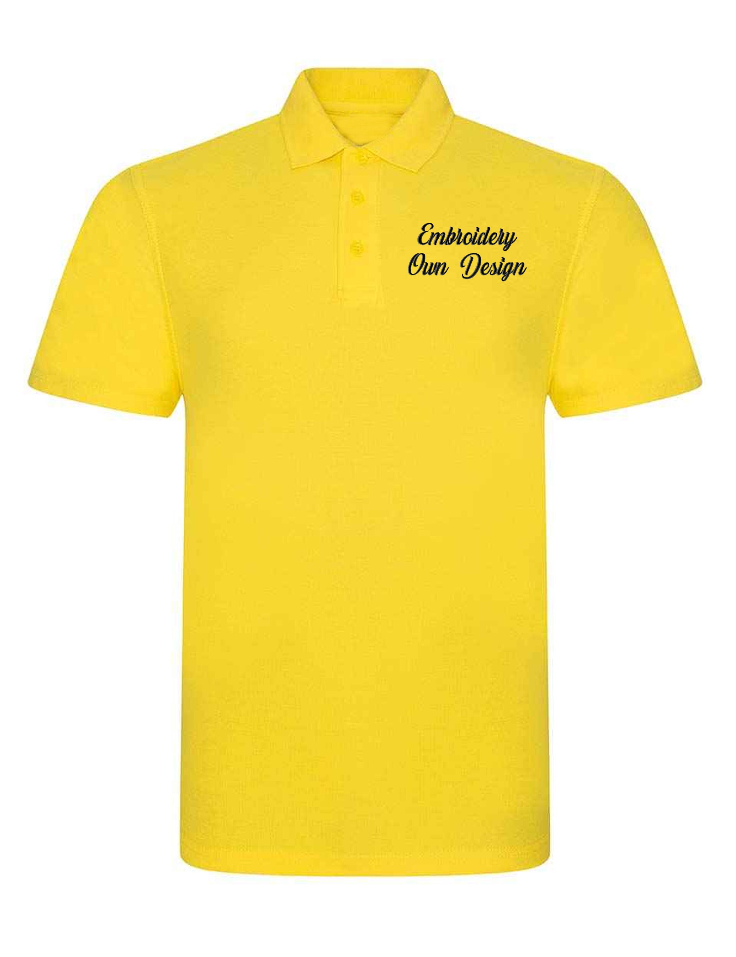 Personalised Short Sleeve Polo Shirt Yellow with Embroidery