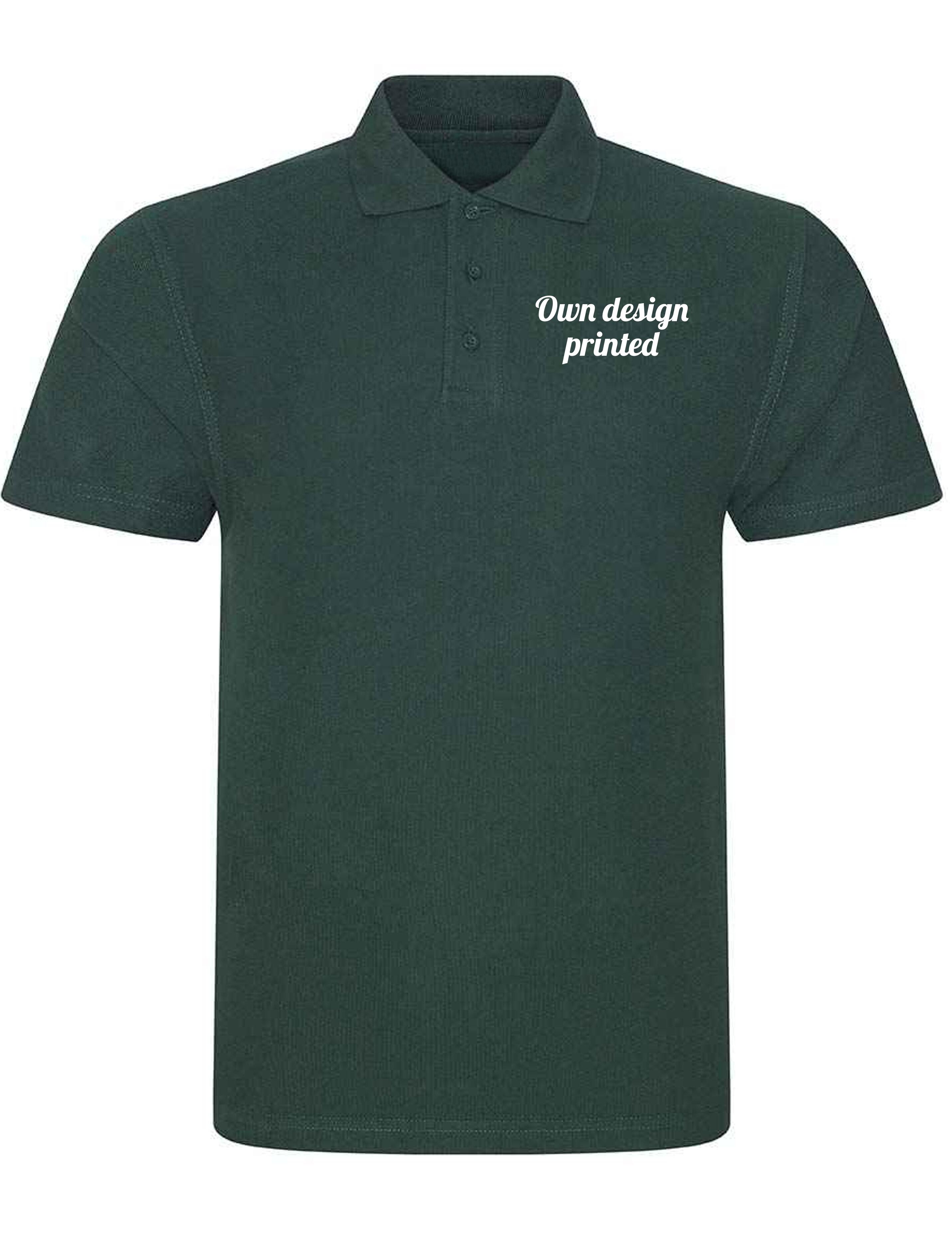 Personalised Short Sleeve Polo Shirt with print Bottle Green
