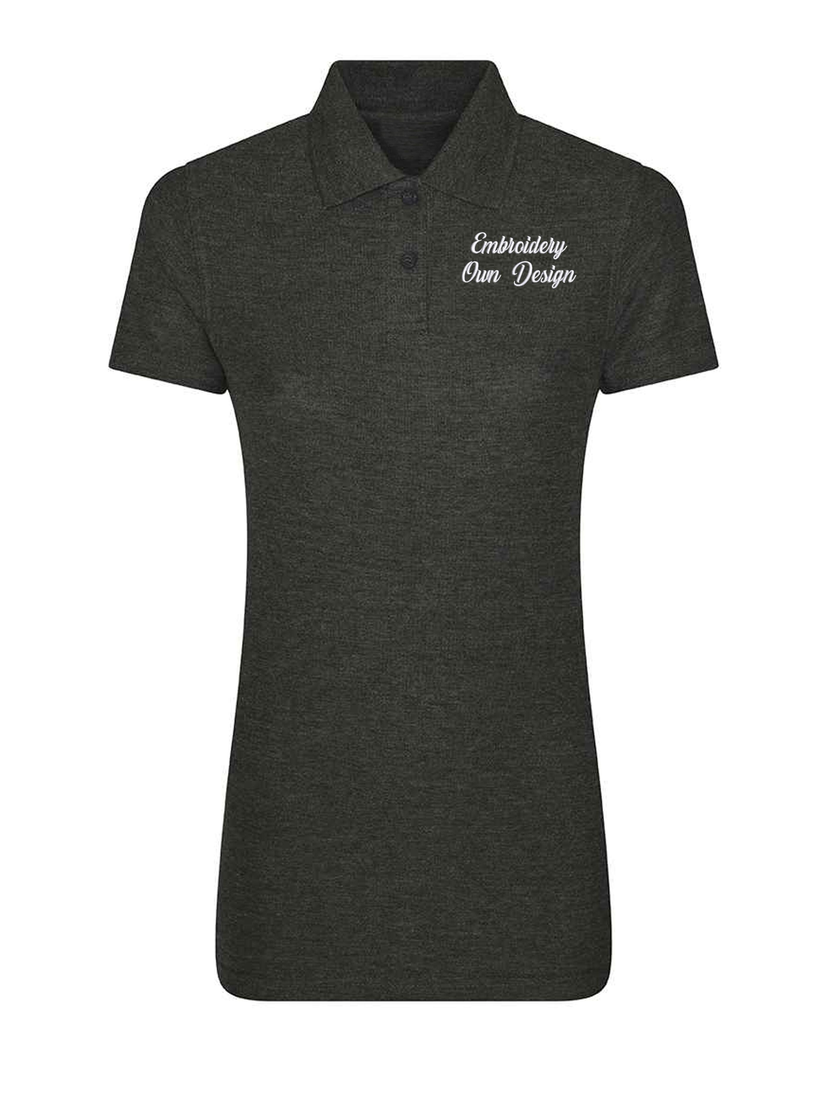 Personalised Women's Short Sleeve Polo Shirt with embroidery charcoal