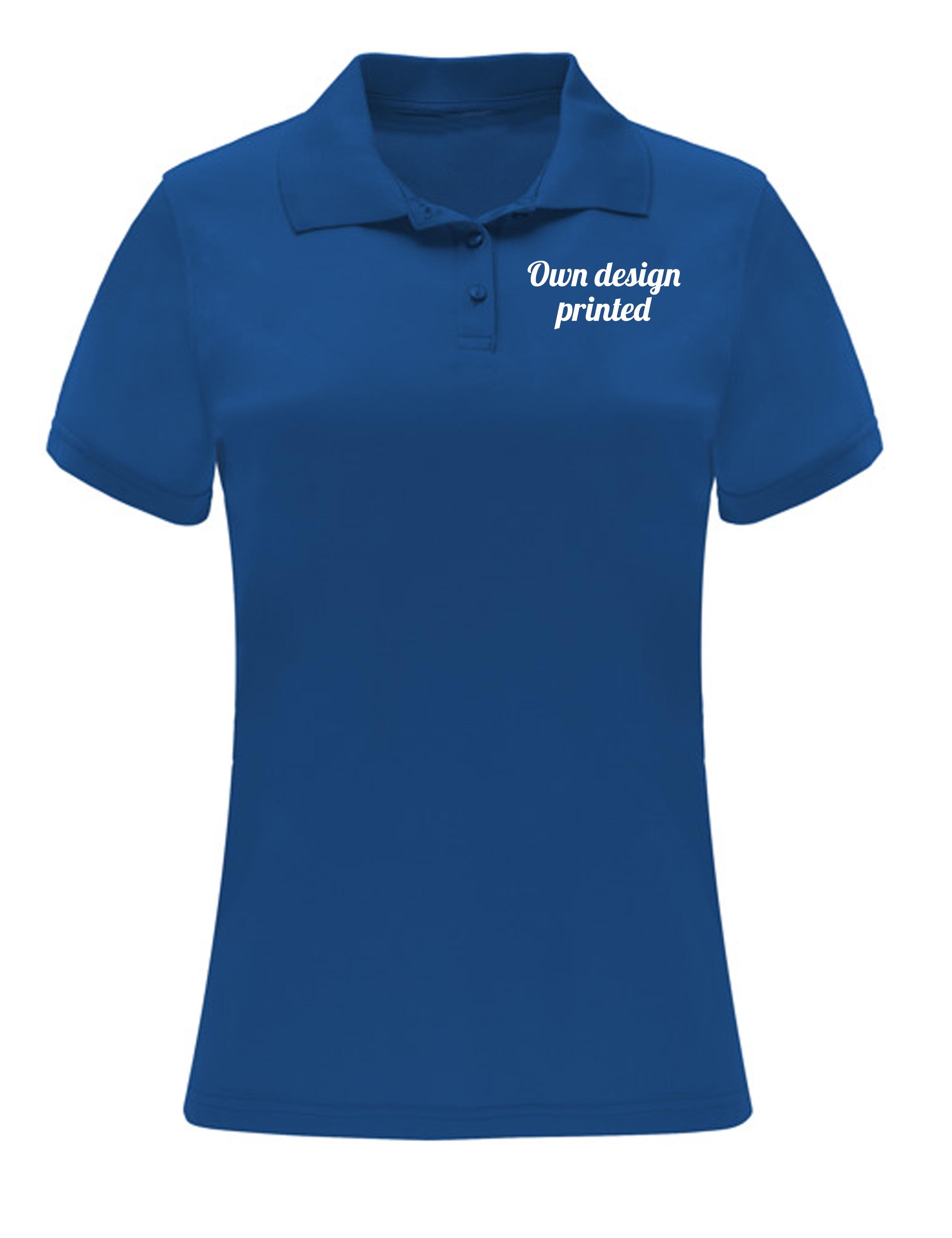 PERSONALISED DRI-FIT WOMENS POLO SHIRT WITH PRINT ROYAL BLUE