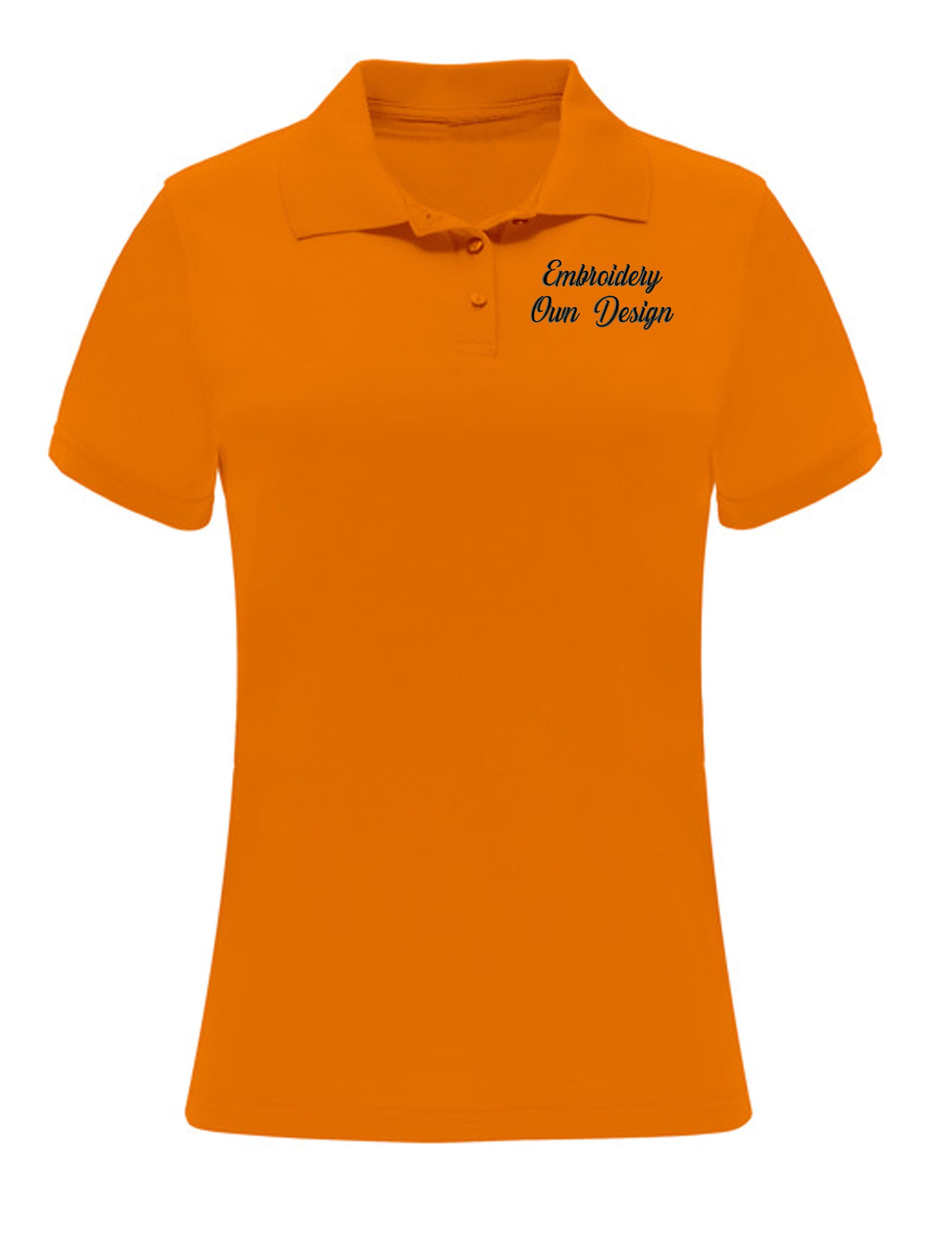 Personalised Dri-FIT Women's Short Sleeve Polo Shirt with embroidery Neon Orange