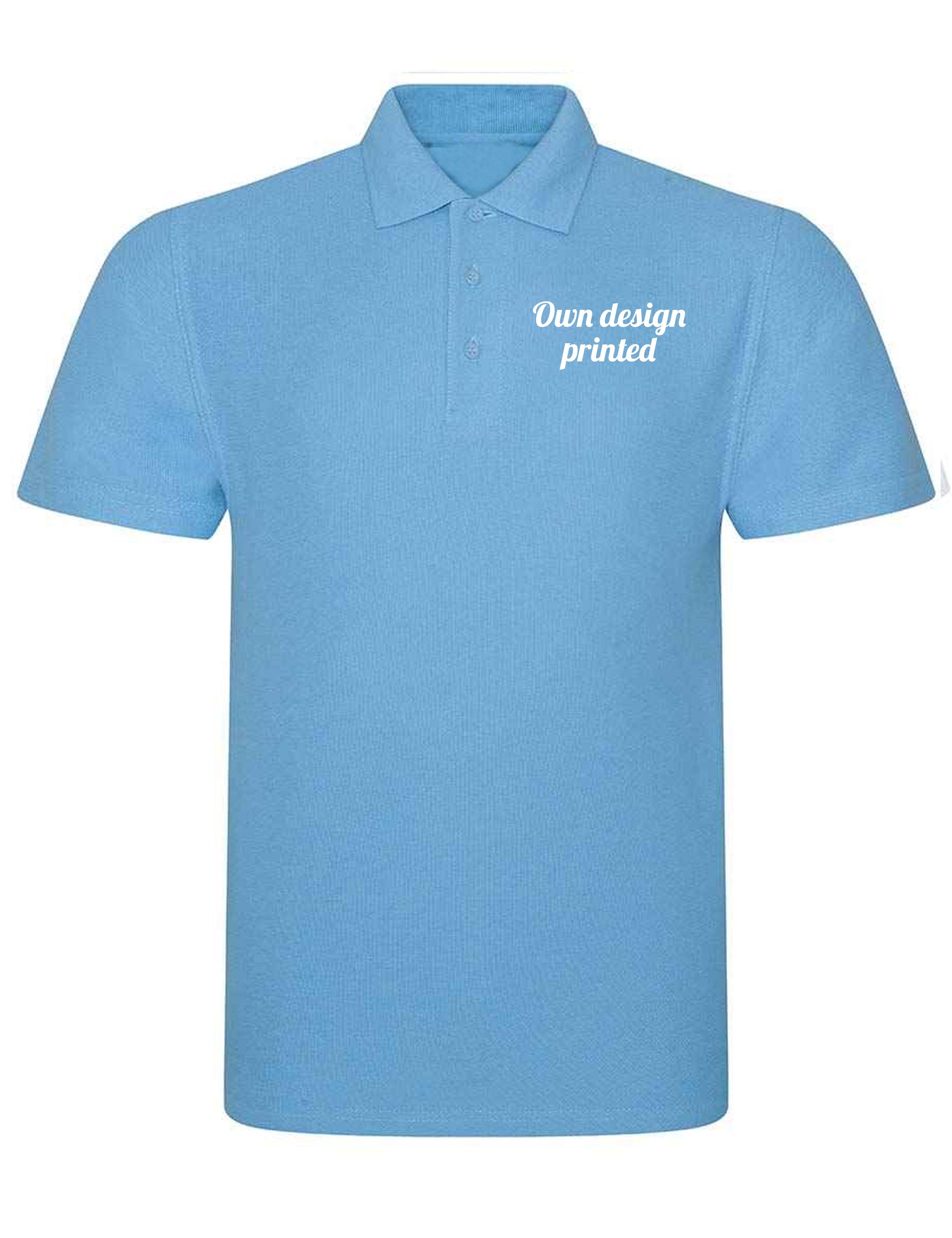 Personalised Plus Size Polo Shirt with print light blue