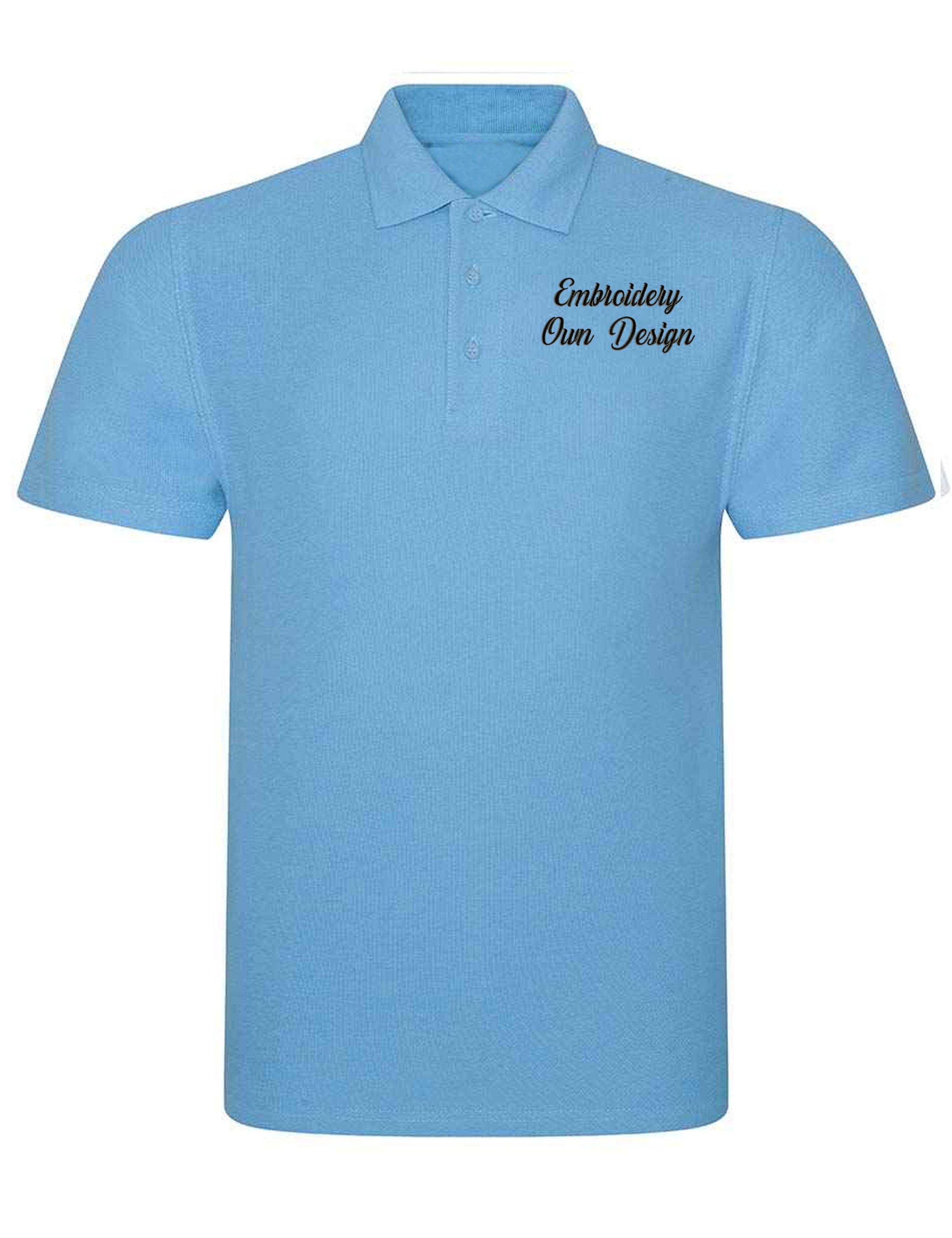 Personalised Plus Size Polo Shirt with embroidery light blue