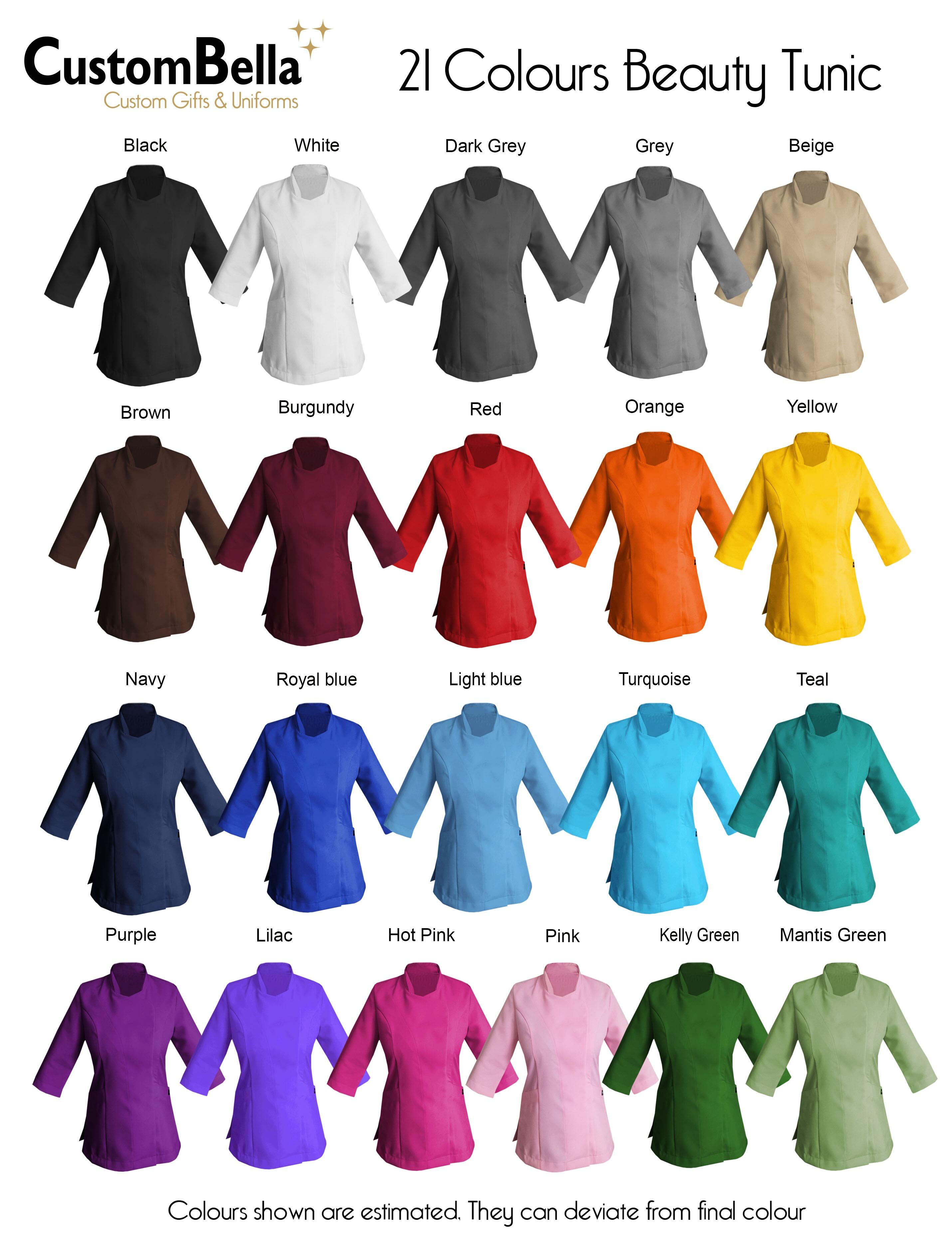 Custom Women's quarter sleeve beauty tunic with embroidery dark grey