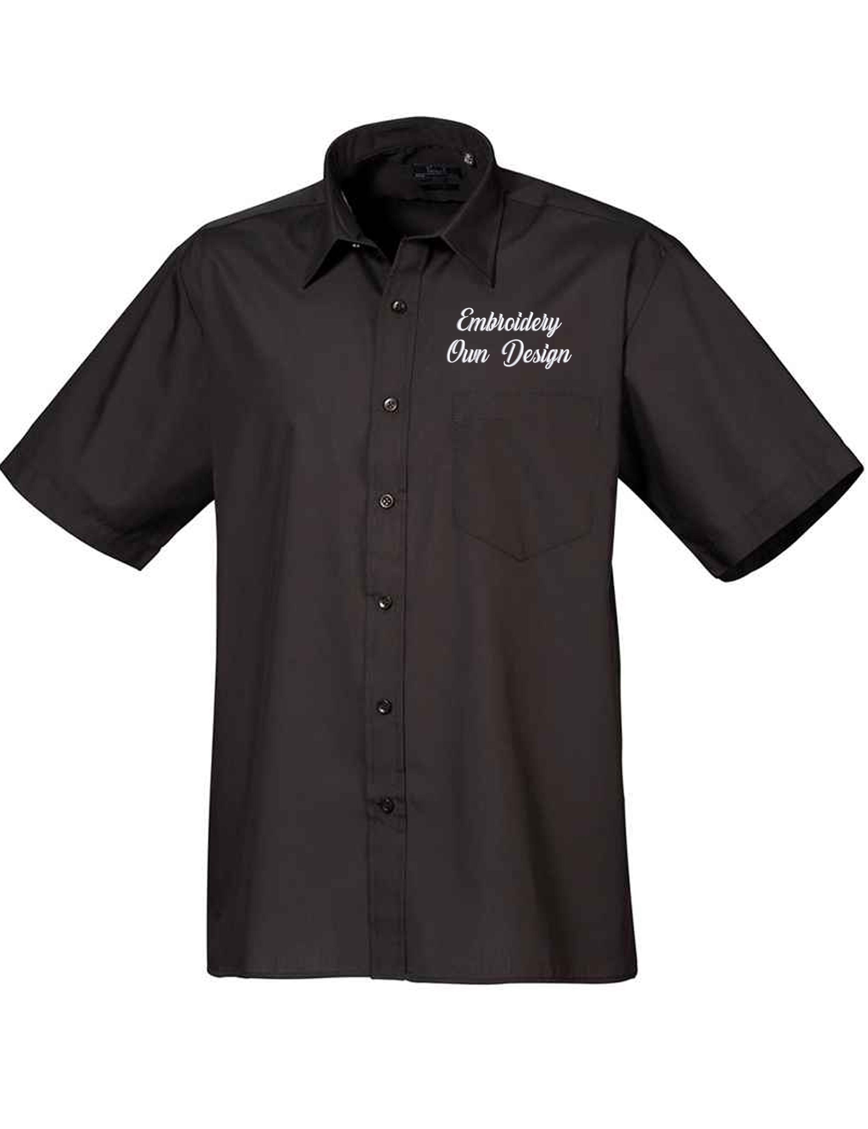 Personalised Embroidered Short Sleeve Poplin Shirt Black