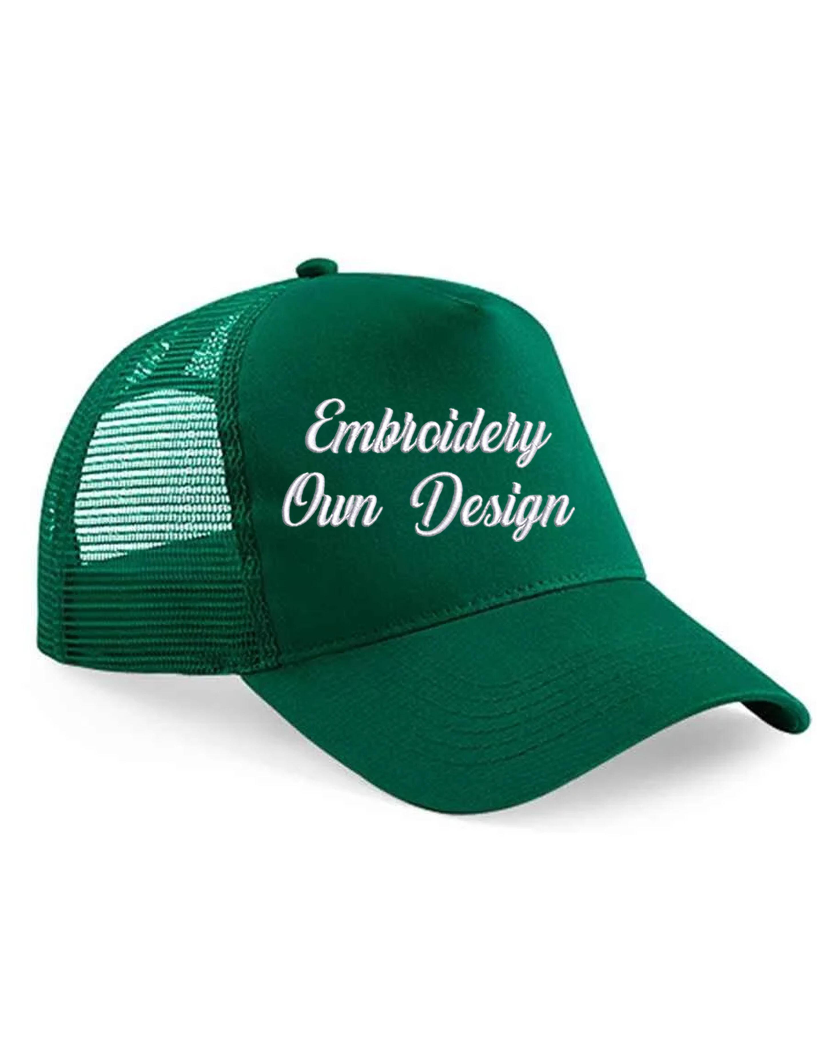 Personalised Embroidered Snapback Trucker Cap Bottle Green