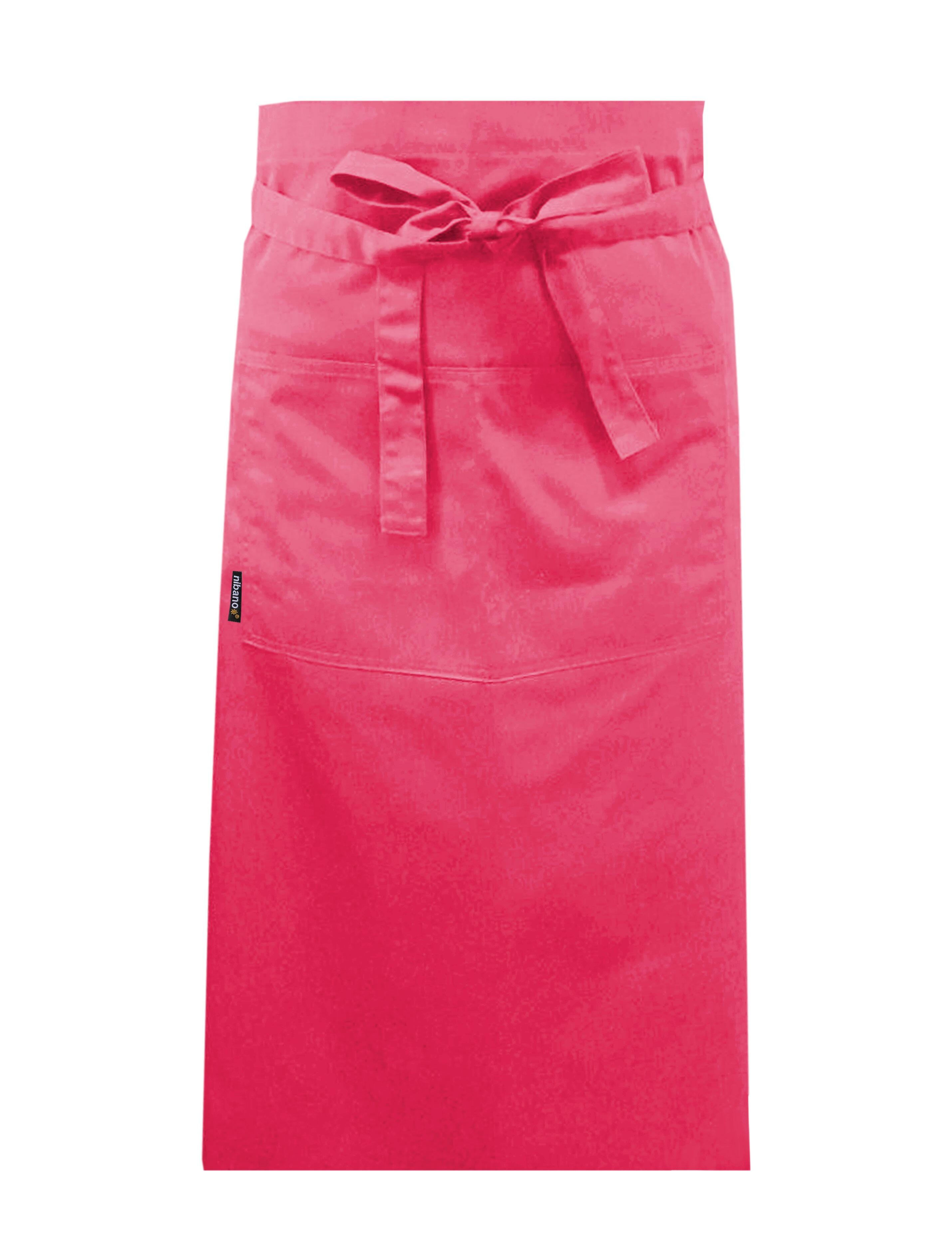 Nibano Long Waist Apron with pockets Coral