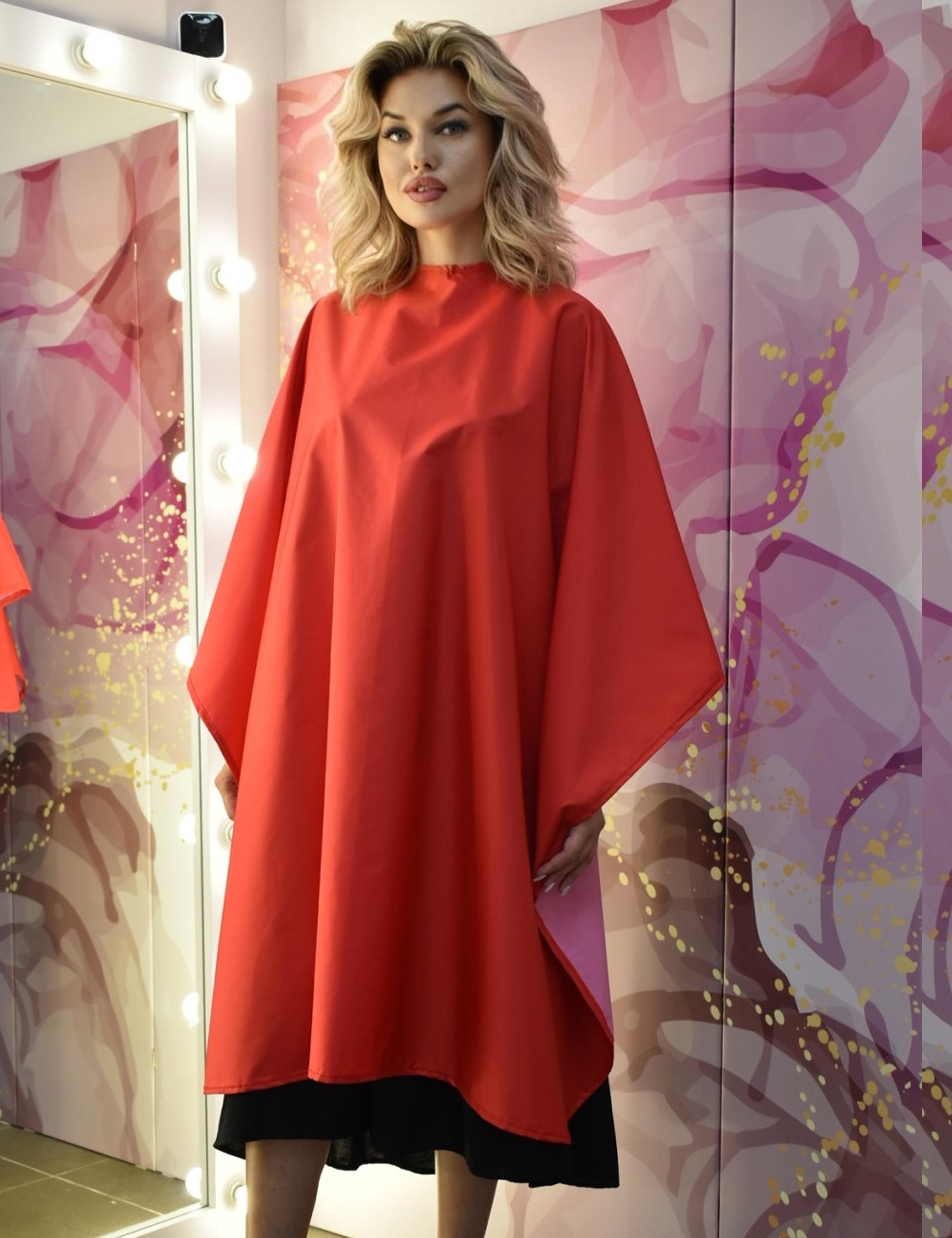 Hairdressing gown red for beauty salon