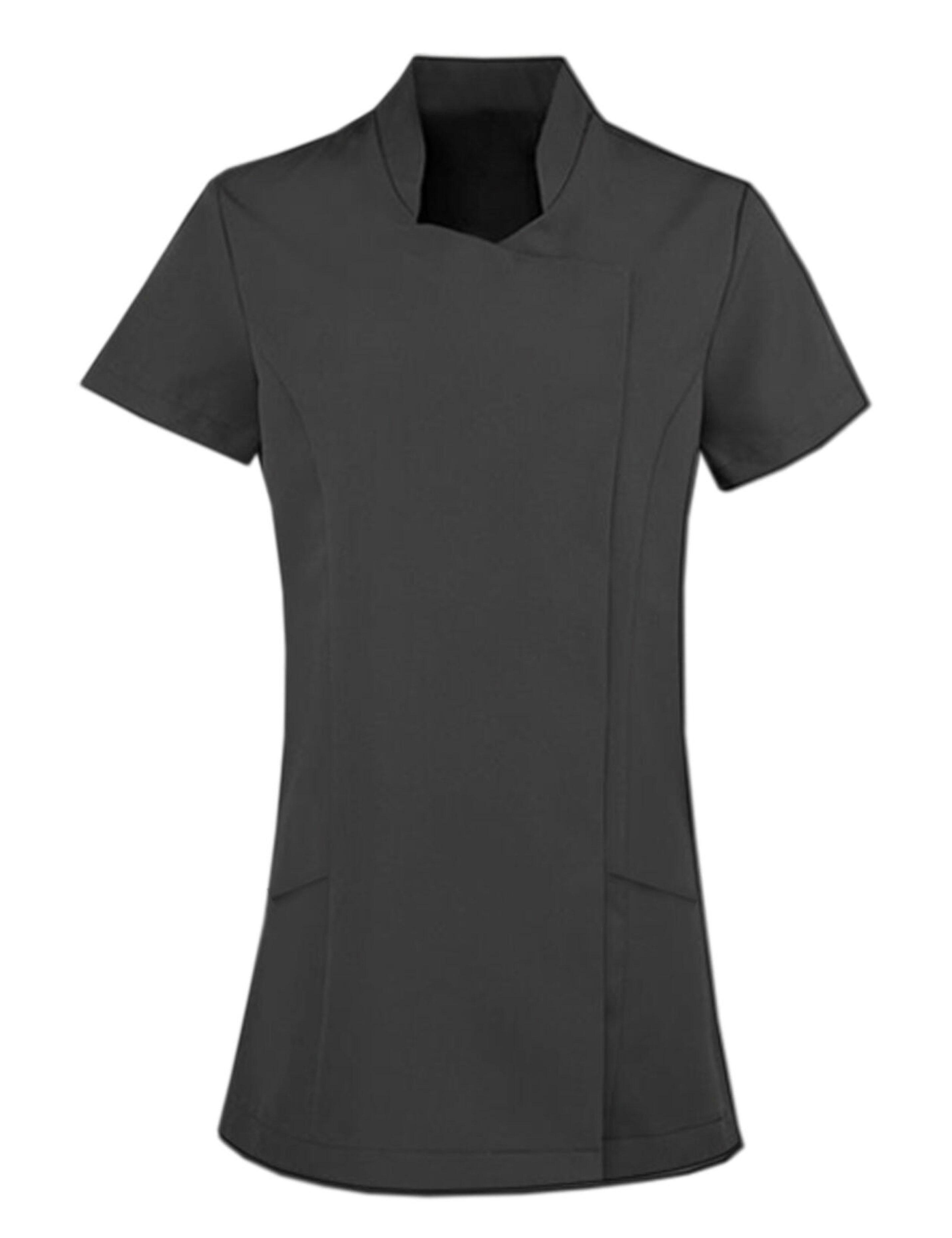 women’s dark grey beauty tunic professional salon uniform