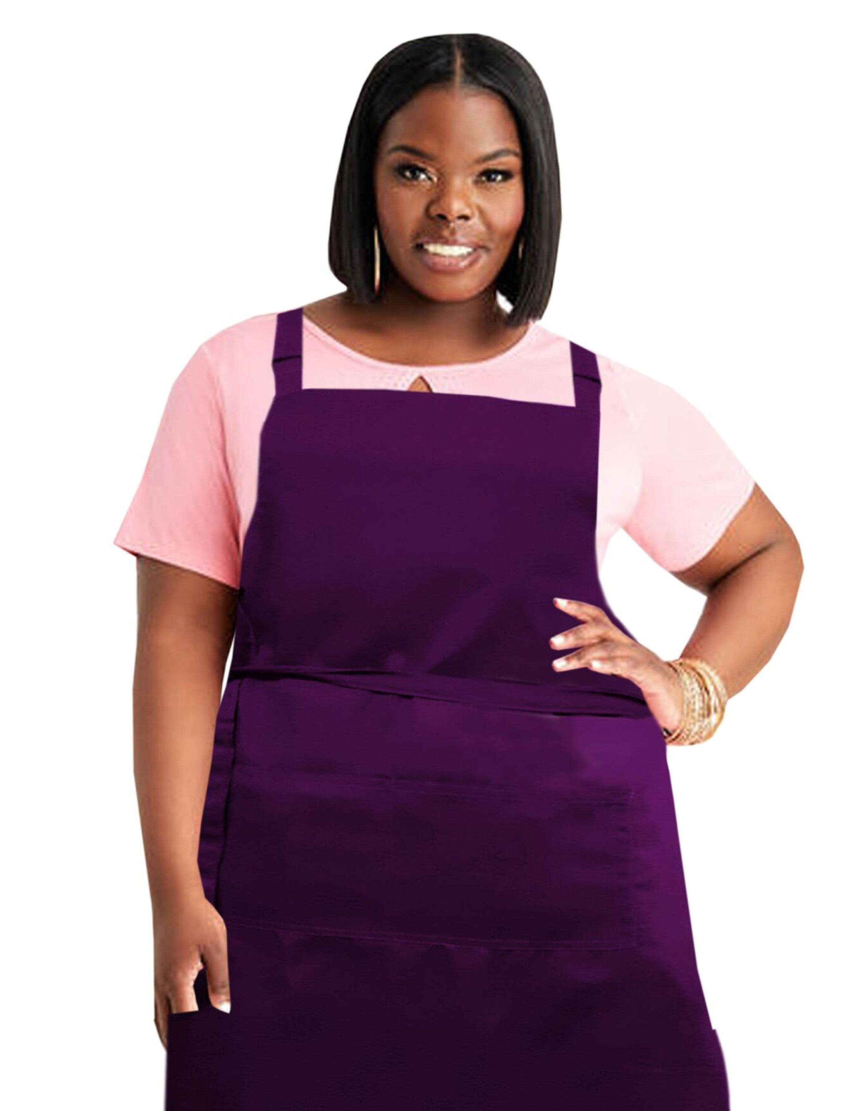 Adjustable plus size Purple apron for kitchen, café, or salon work