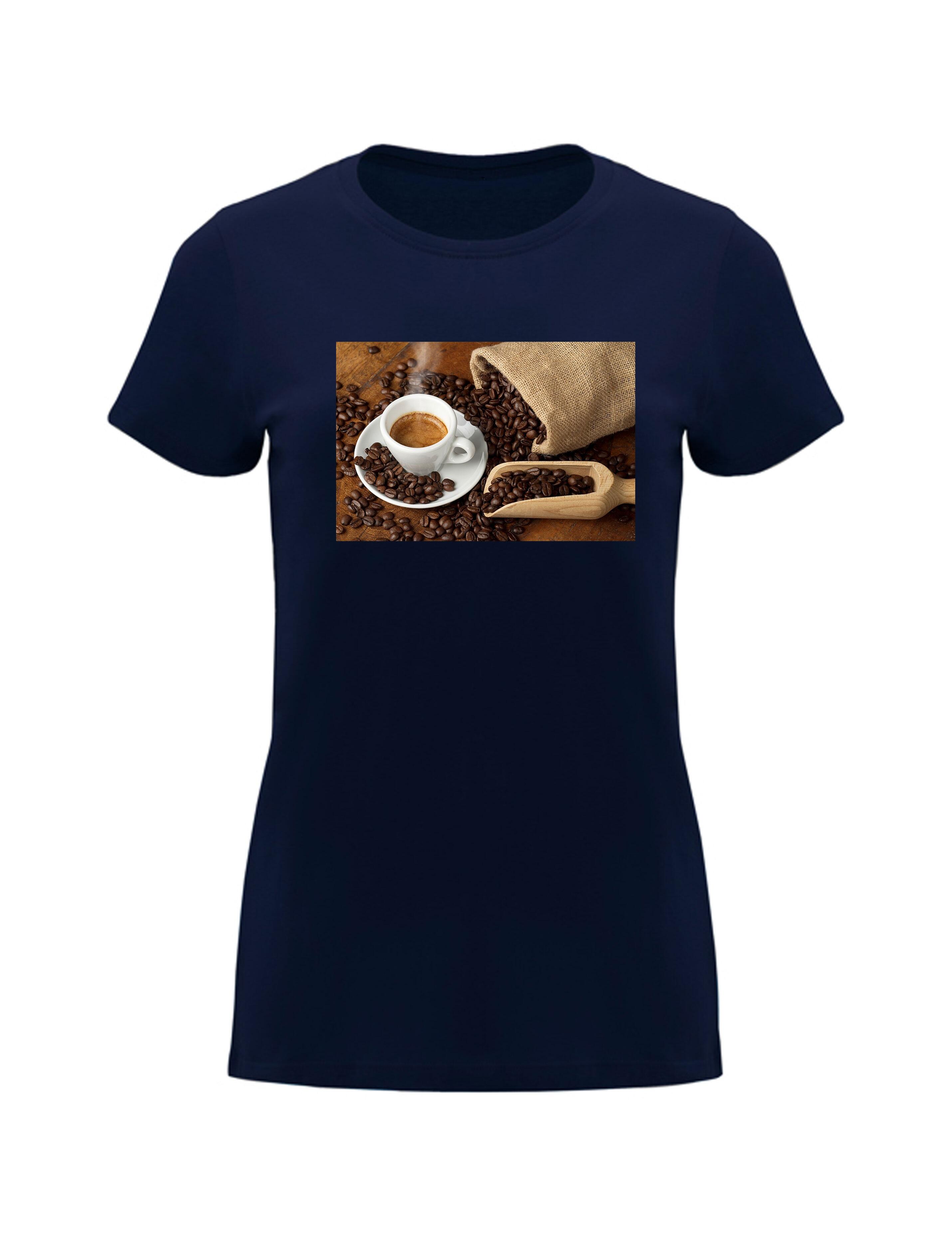 Photo Printed Heavyweight Women's Short Sleeve T-Shirt Navy