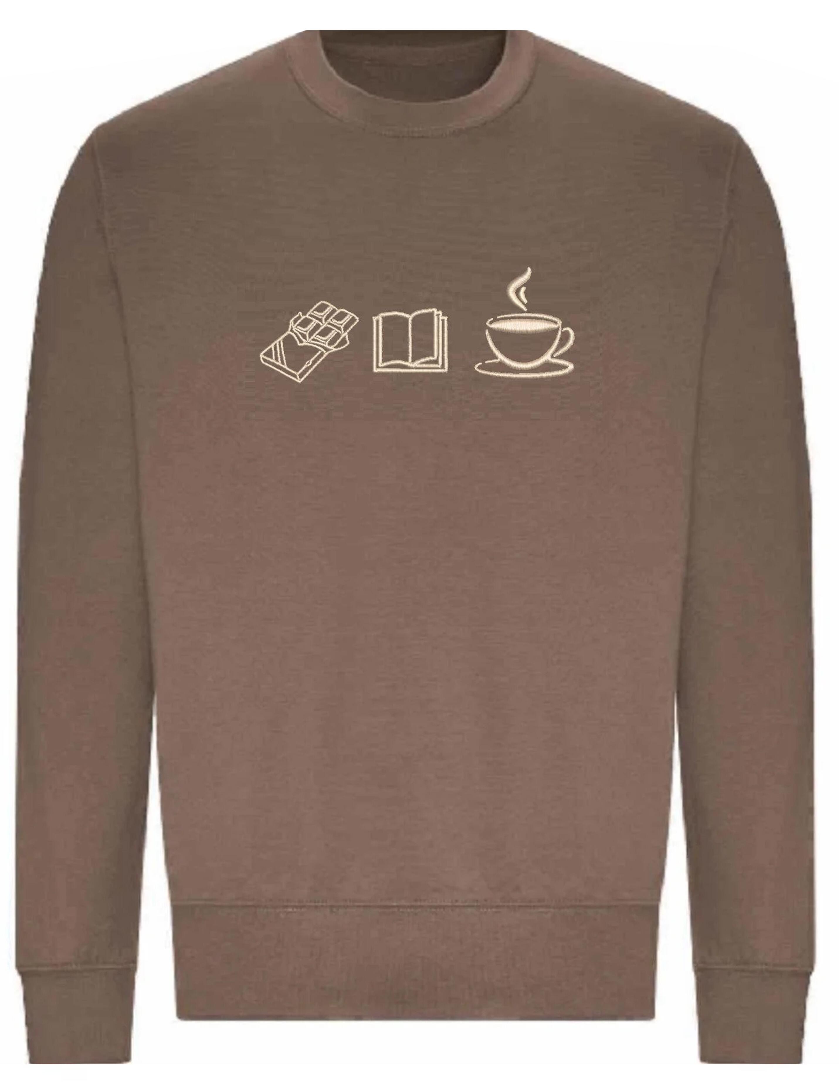 Custom  Embroidered Coffee Break design Jumper Mocha