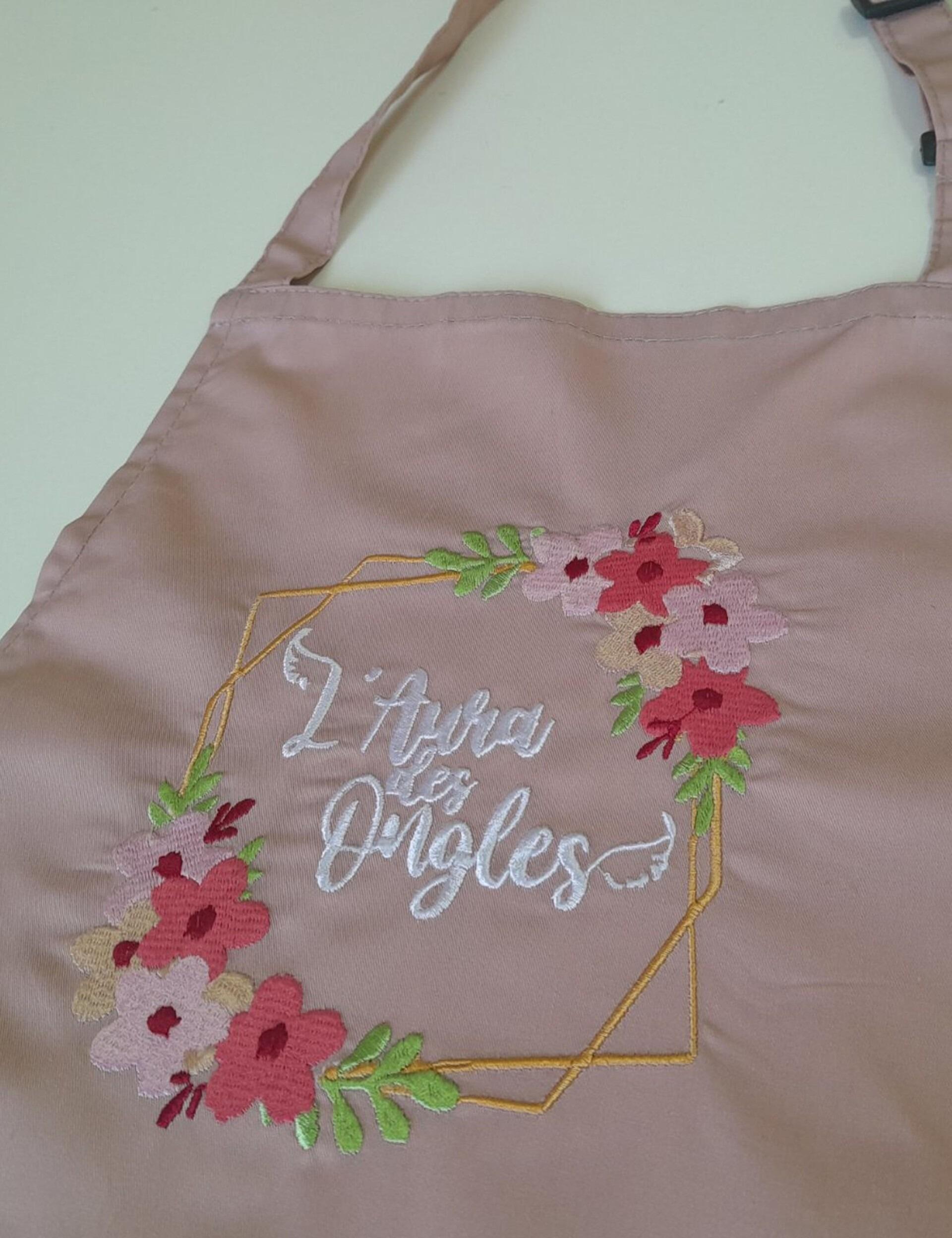 bib apron with embroidery