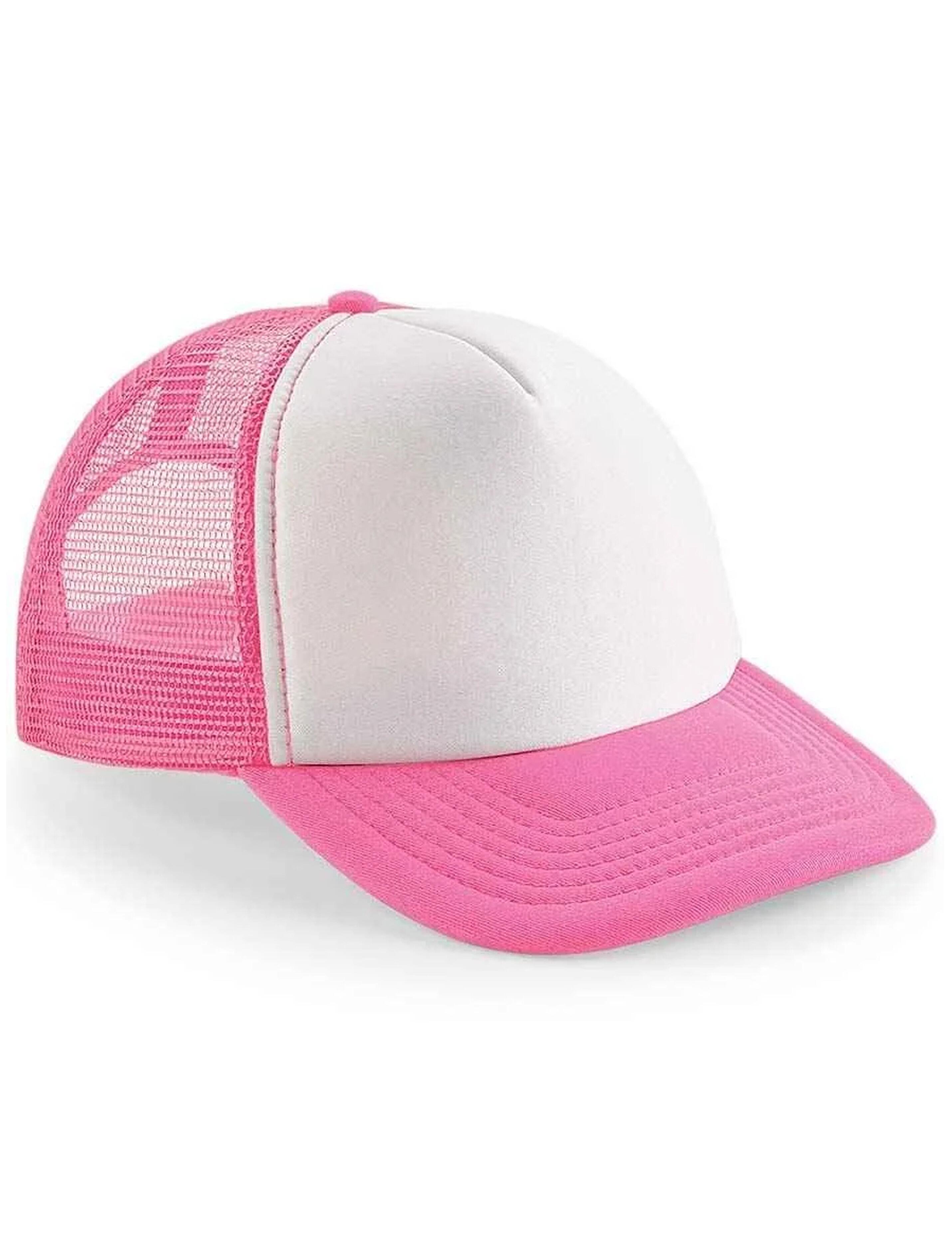 Personalised Embroidered Snapback Trucker Cap Fluo Pink/white