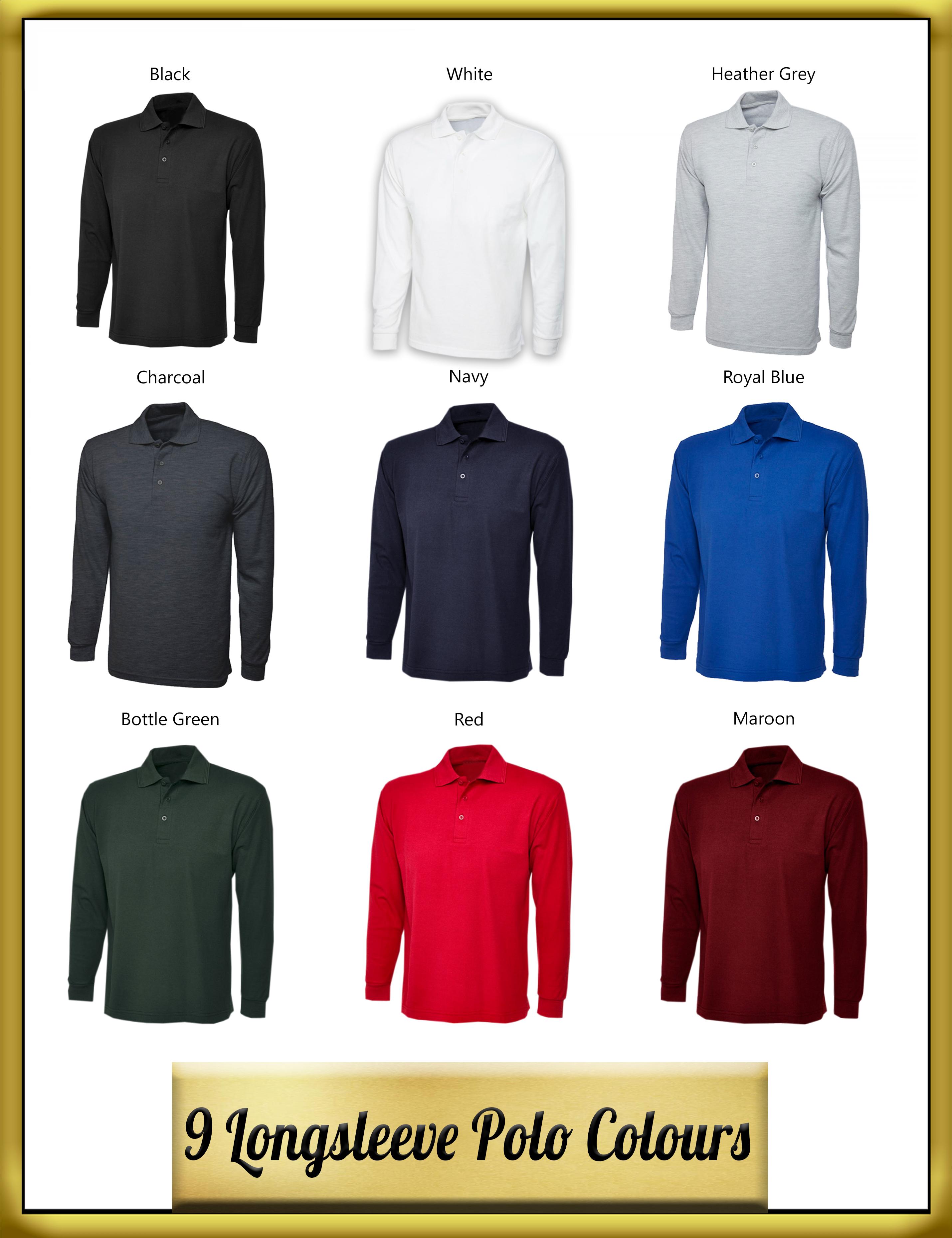 Photo Printed Long Sleeve Polo Shirt colours