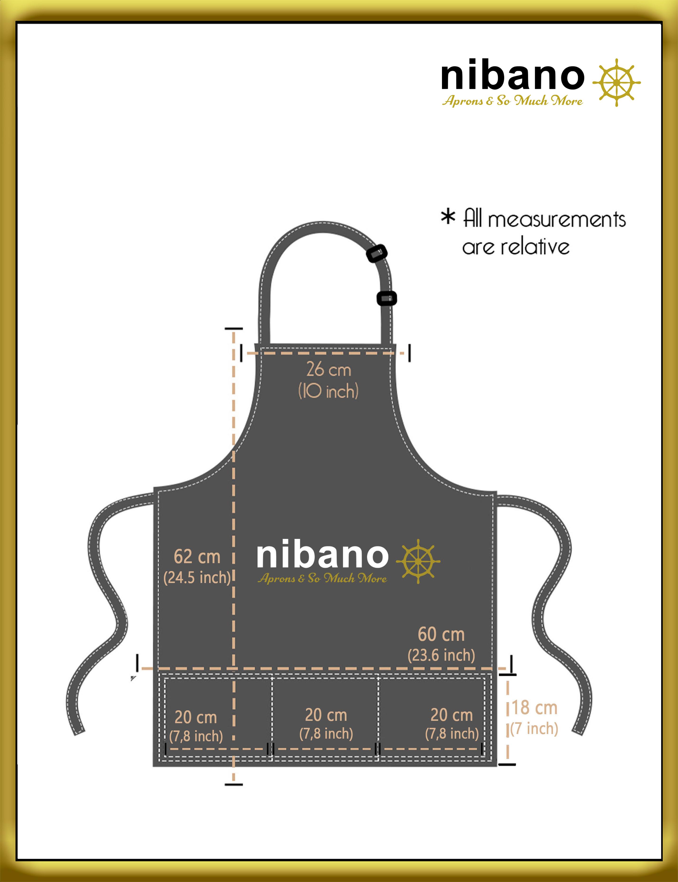 Personalised Embroidered Short Bib apron dimensions