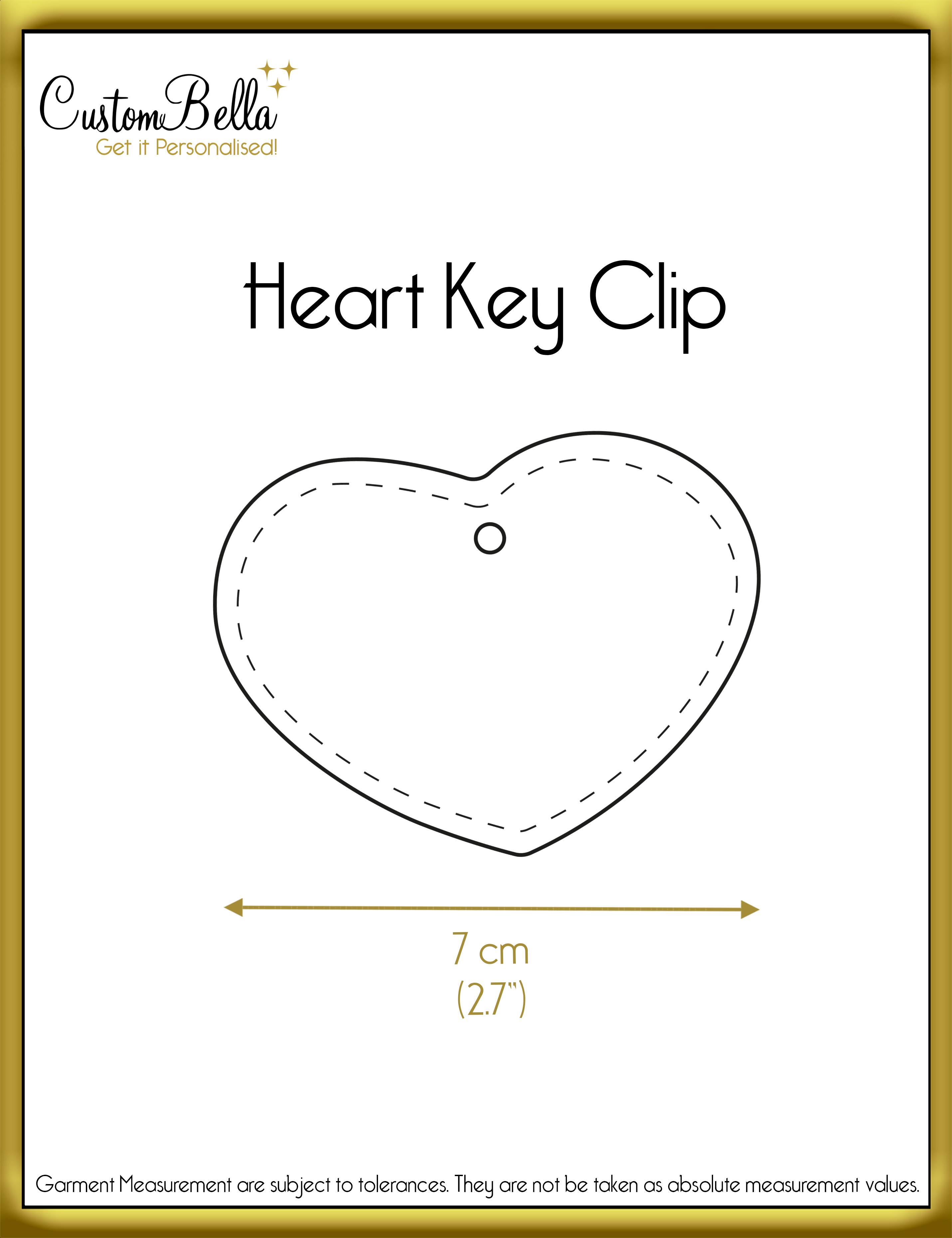Printed heart key clip dimensions