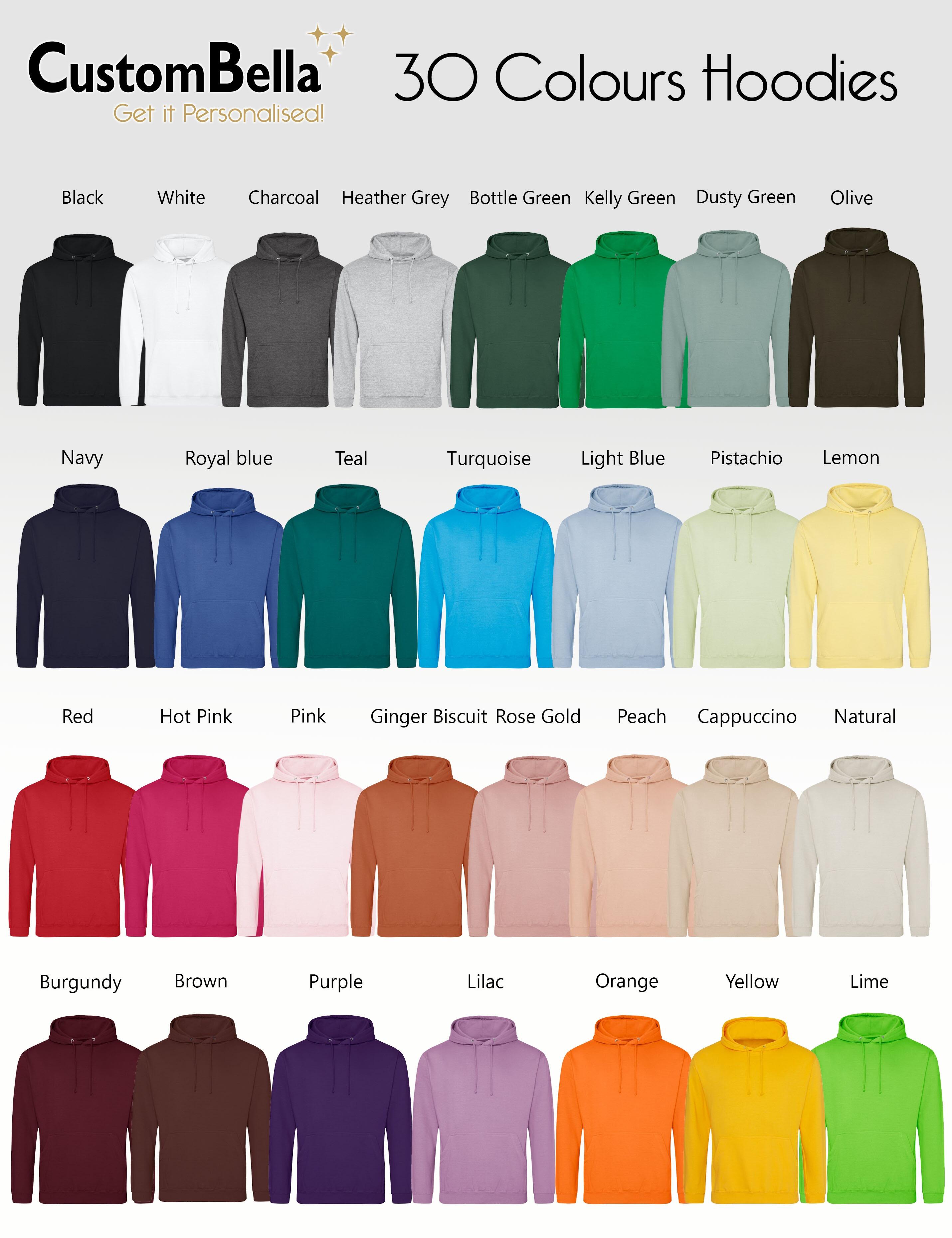 Full colour printed hoodie in 30 colours