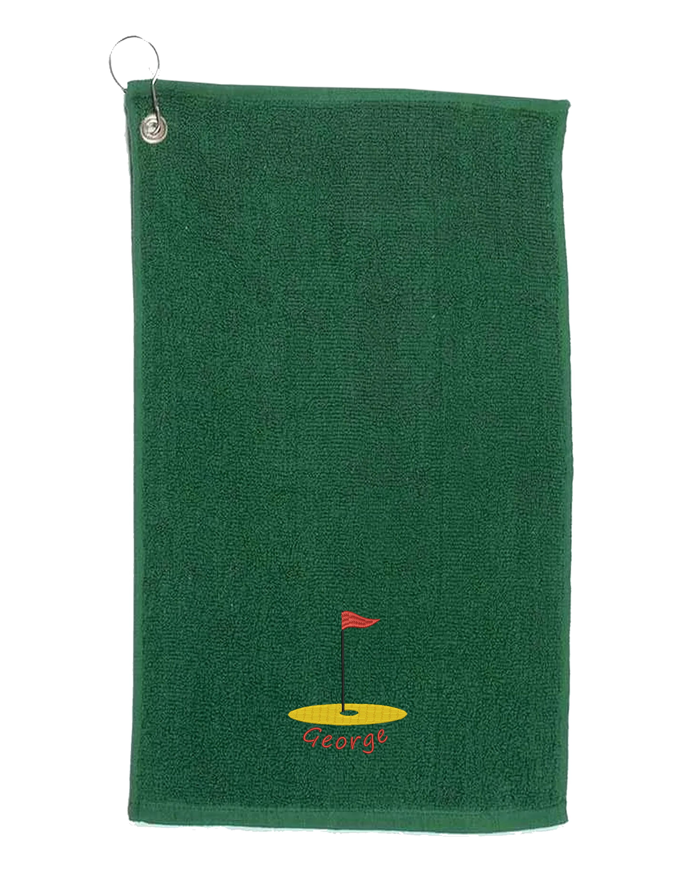 Golf Flag Design Cotton Golf Towel Bottle Green