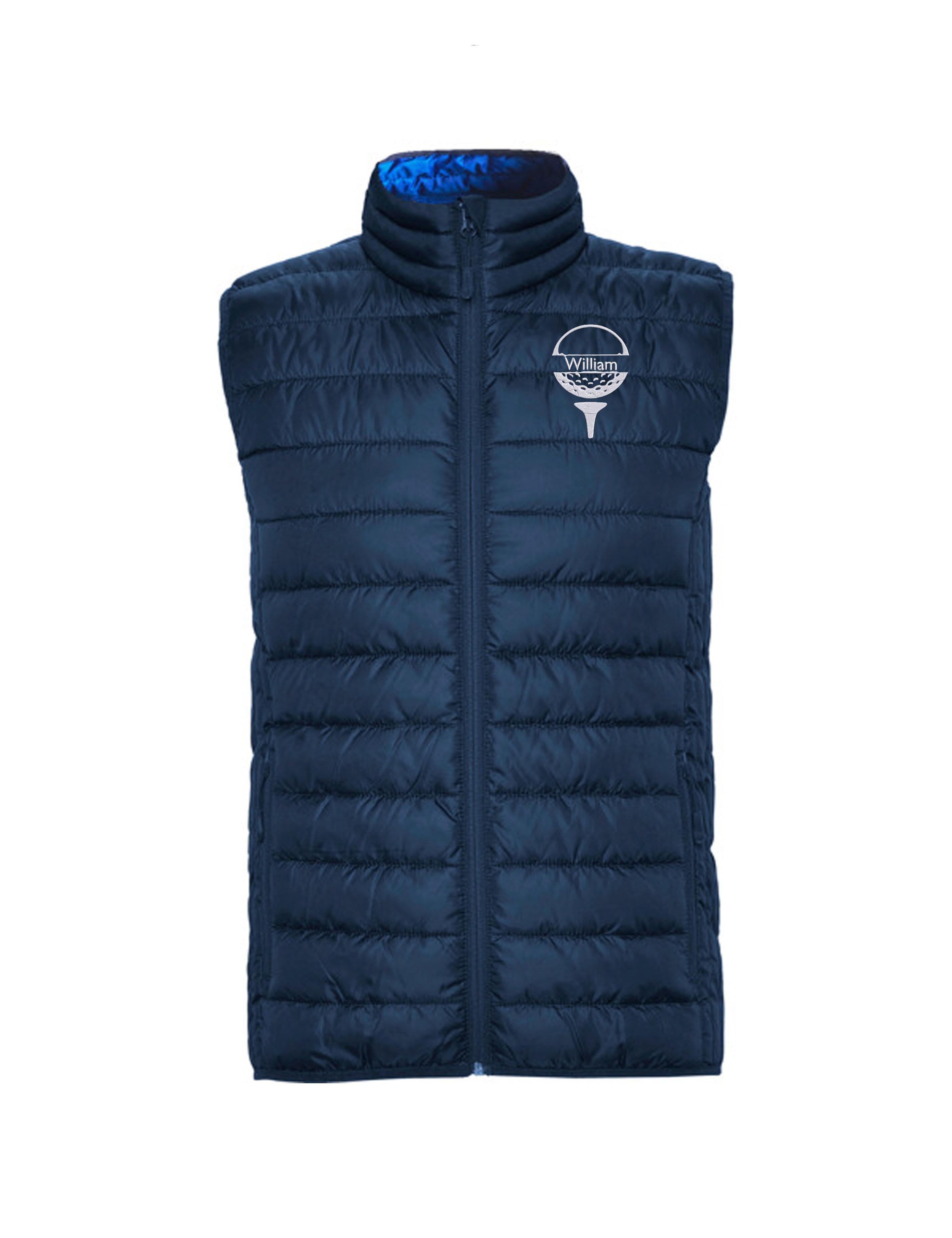 Golf Ball Design Embroidered Feather Golf Gilet Navy