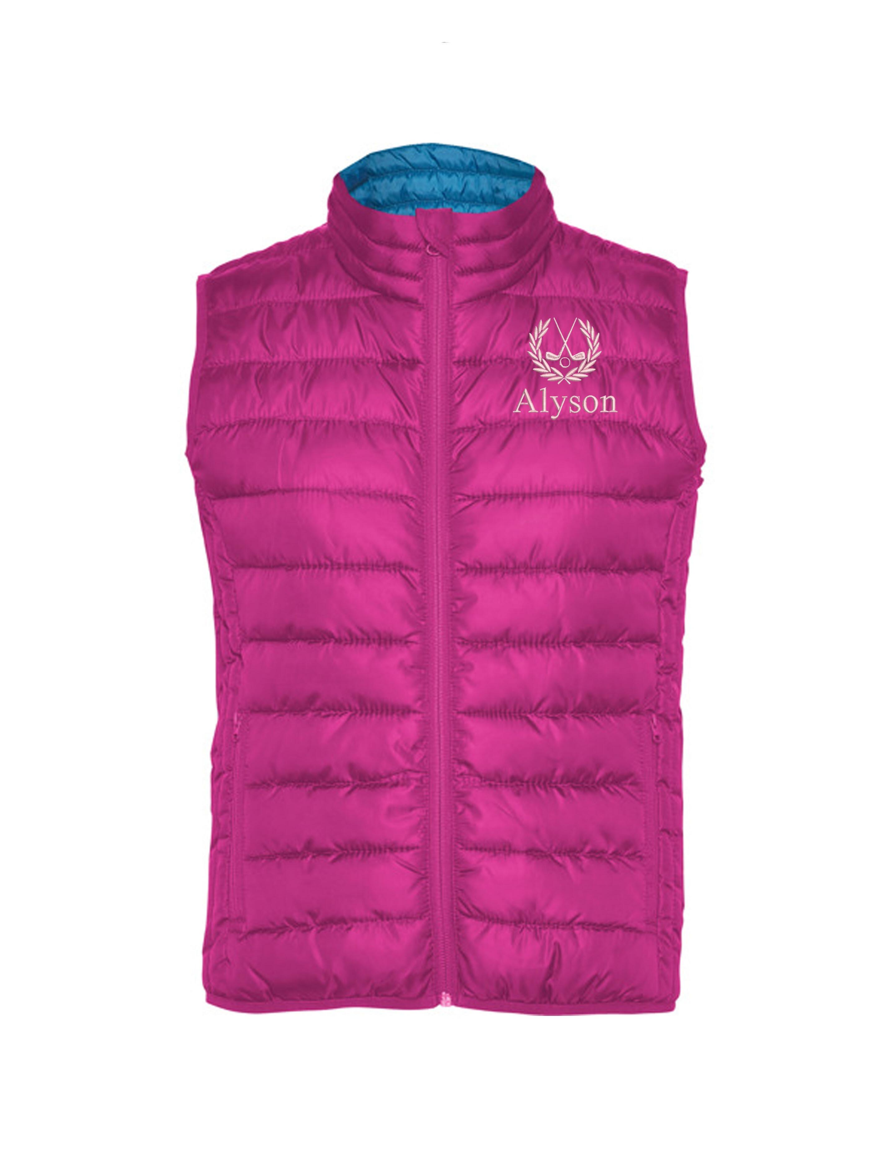 Women's Embroidered Feather Golf Gilet Hot Pink