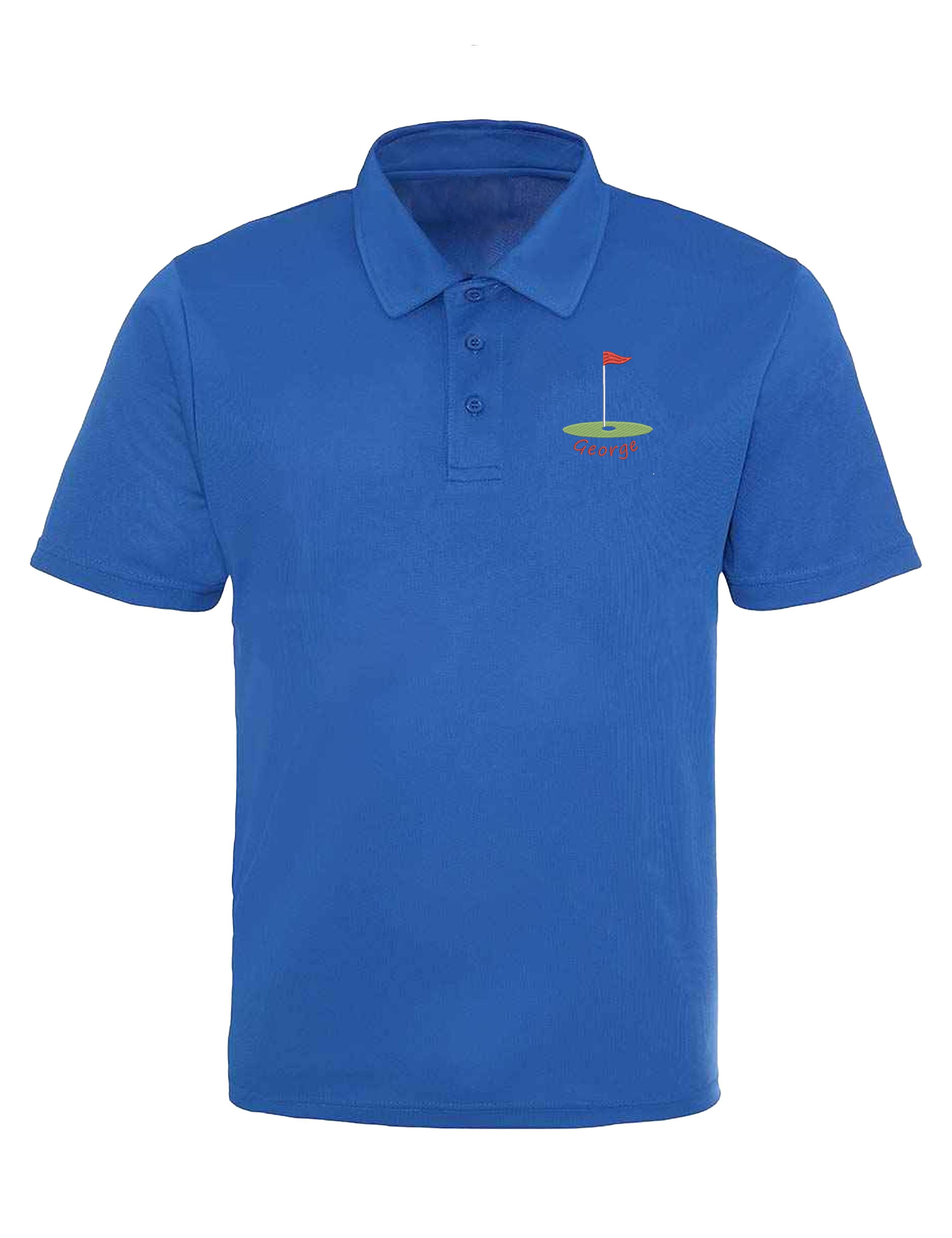 Golf Flag Design Dri-Fit Golf Polo Shirt Royal Blue