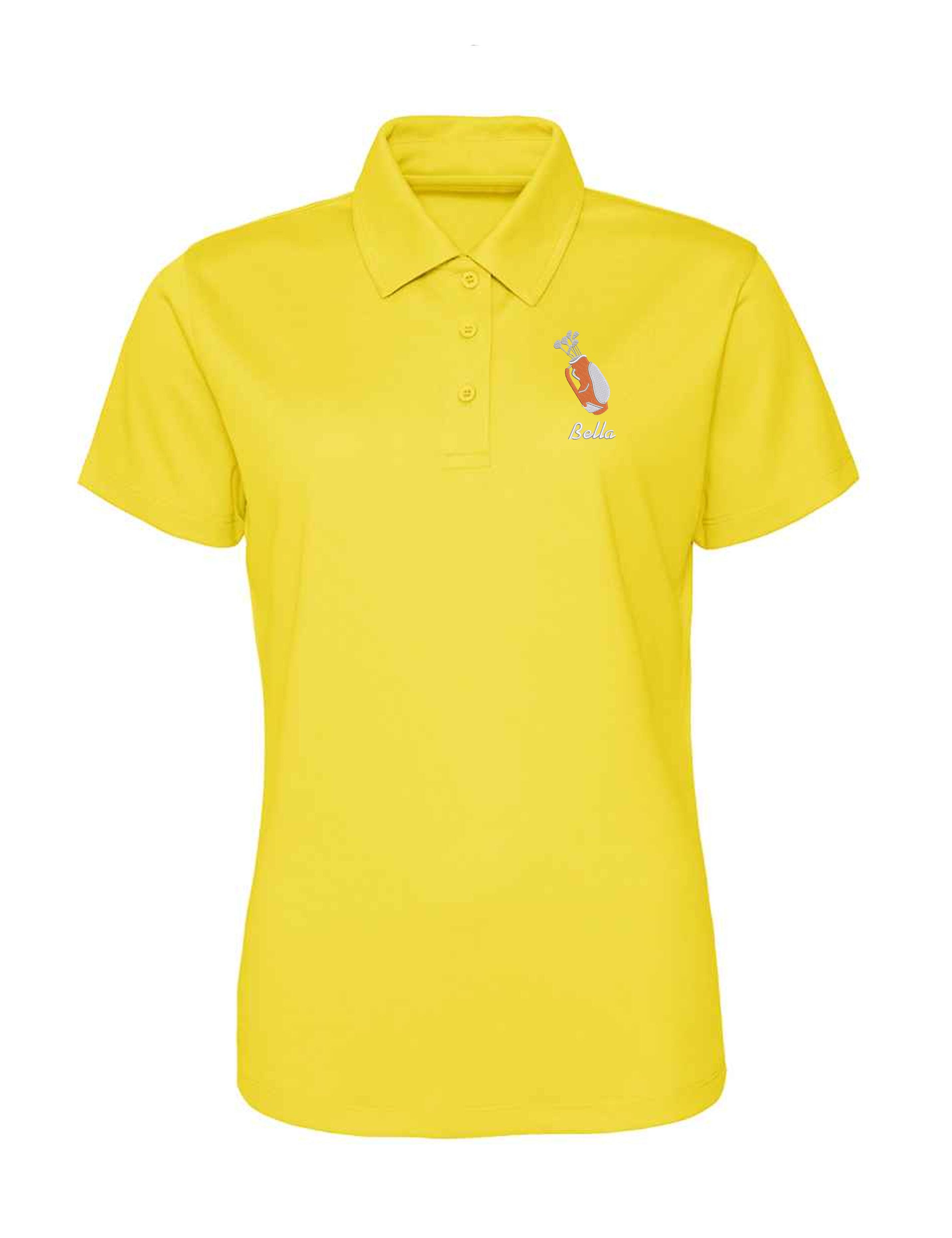 Golf Bag Design Women's Dri-Fit Golf Polo Shirt Yellow