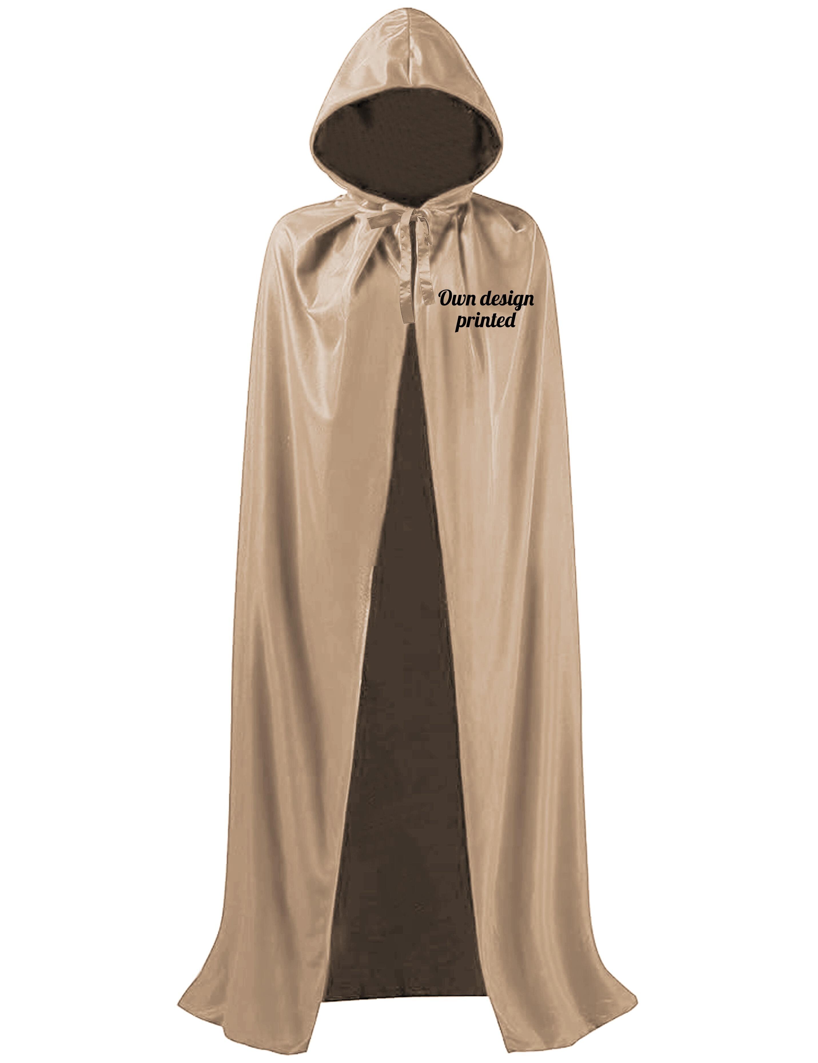 Personalised Hooded Hairdressing Show Gown Robe Cappuccino Printed