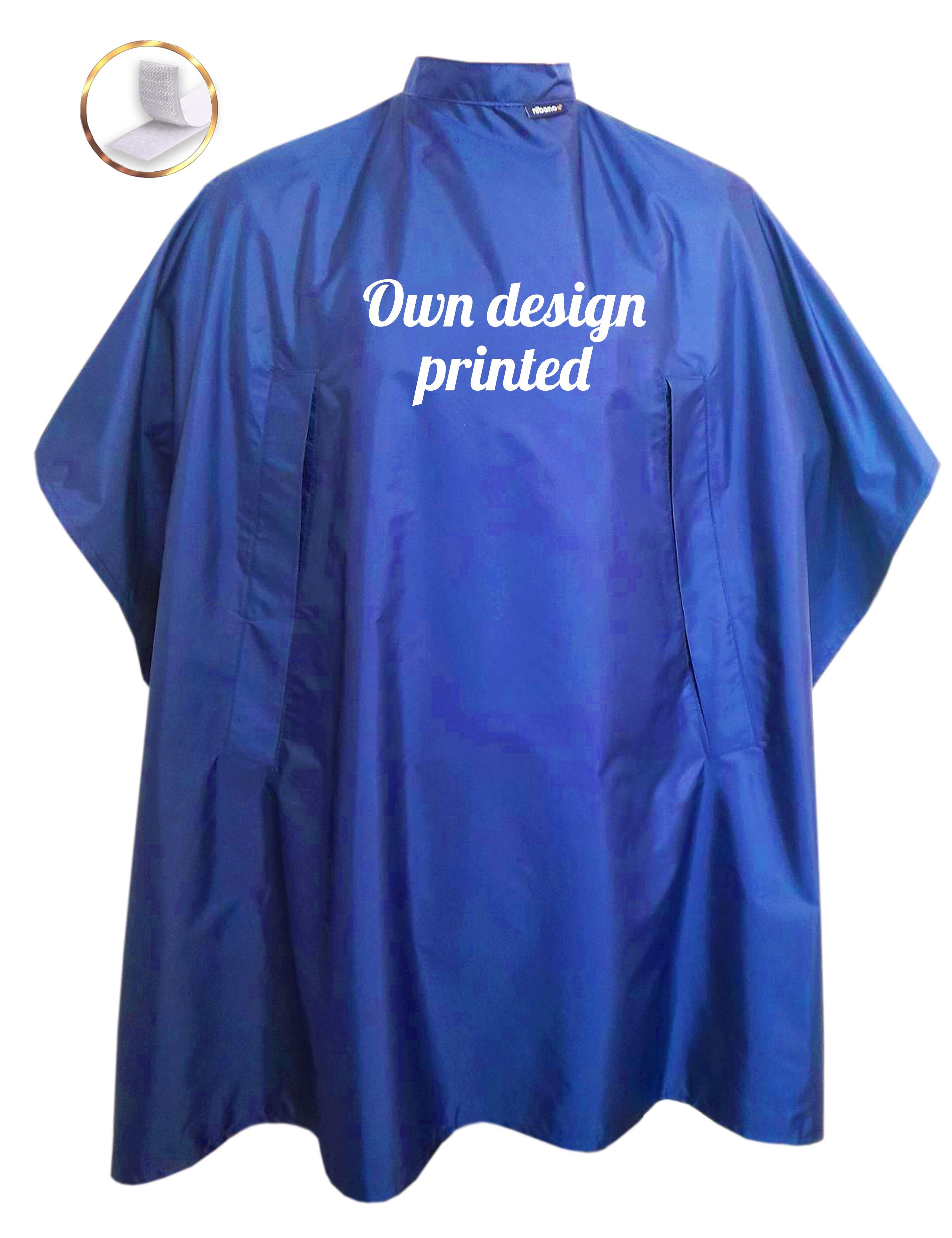 Personalised Hairdressing Gown Royal Blue With Hand Slits Printed
