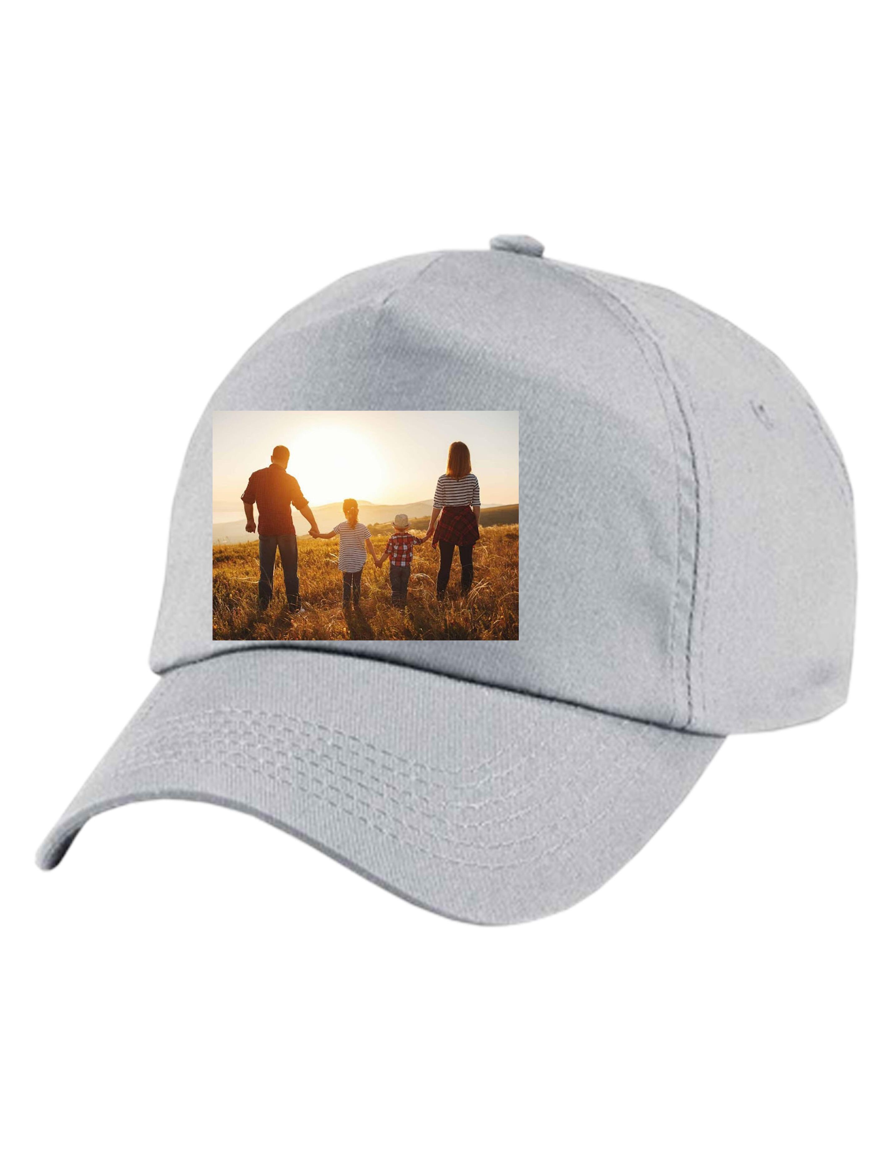 Customised photo printed cap light grey