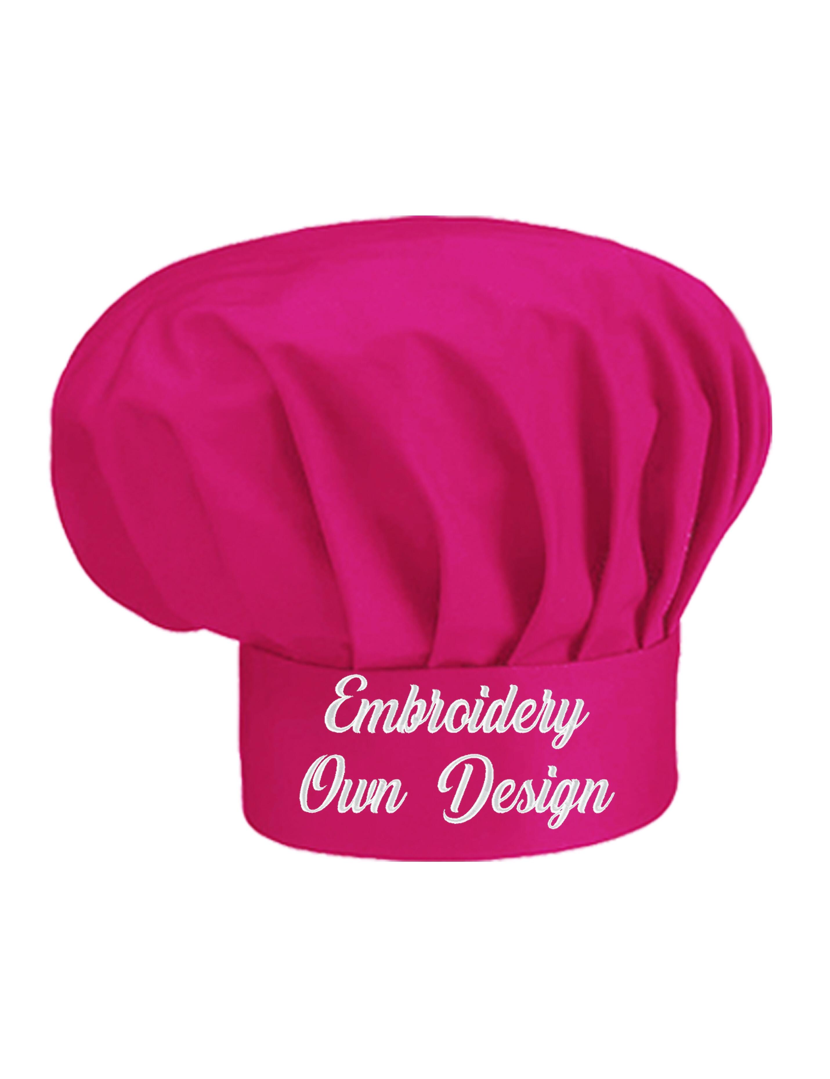Personalised Kids Chef Hat Hot Pink with embroidery
